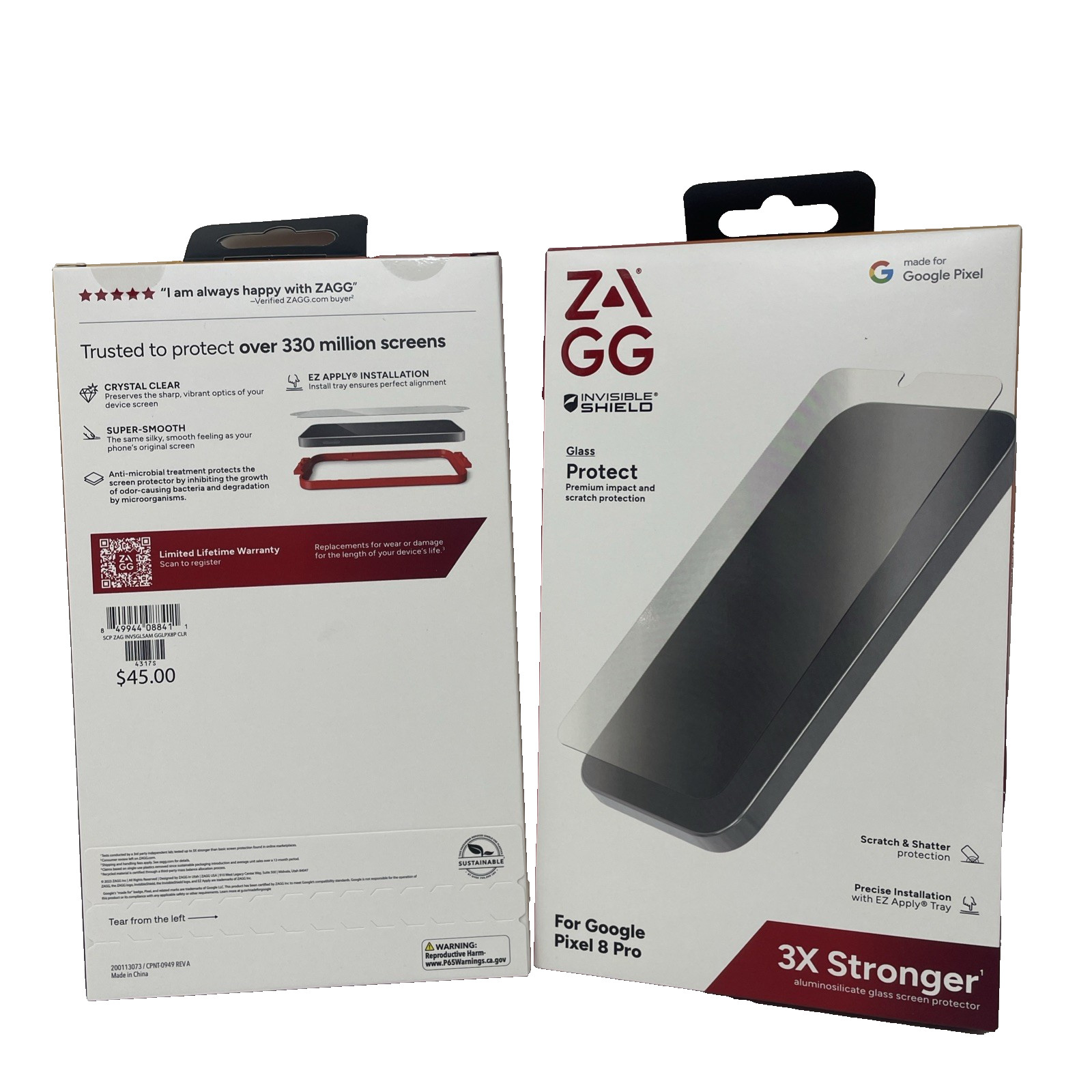 4x Zagg Invisible Shield Glass Screen Protector for Google Pixel 8 Pro
