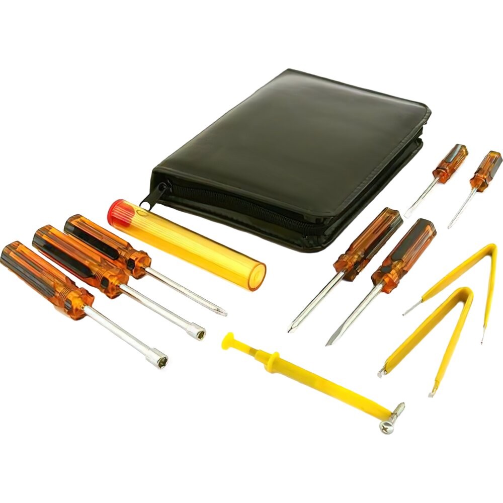 Computer Repair Kit Travel Tool Zip Case Pick Up Tool Nut Driver Tweezers 11Pcs