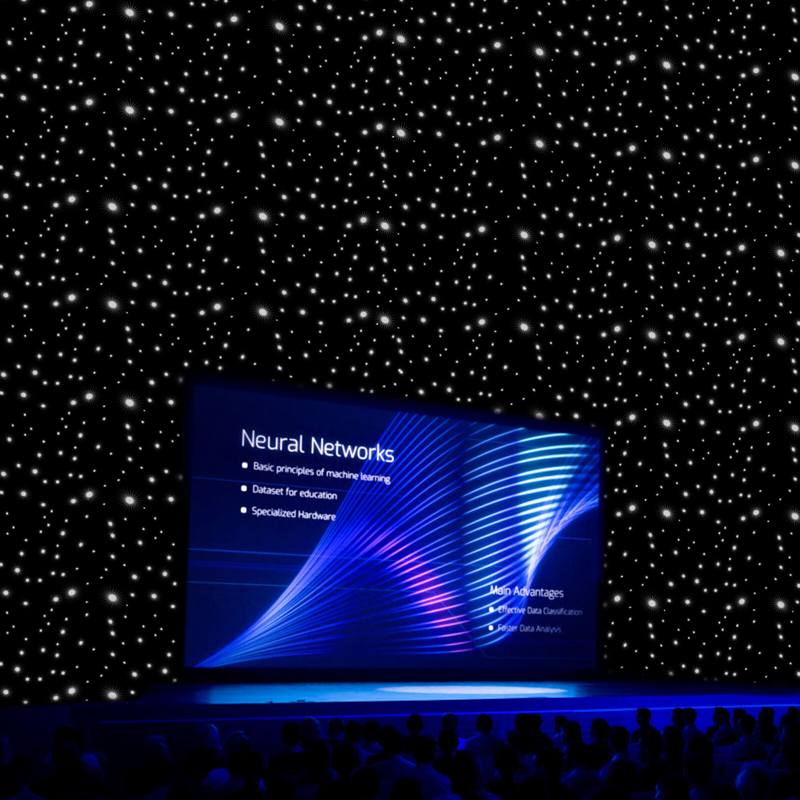 LED Stage Star Sky Background Stage Backdrop Curtain Wall Mounted w/ Controller
