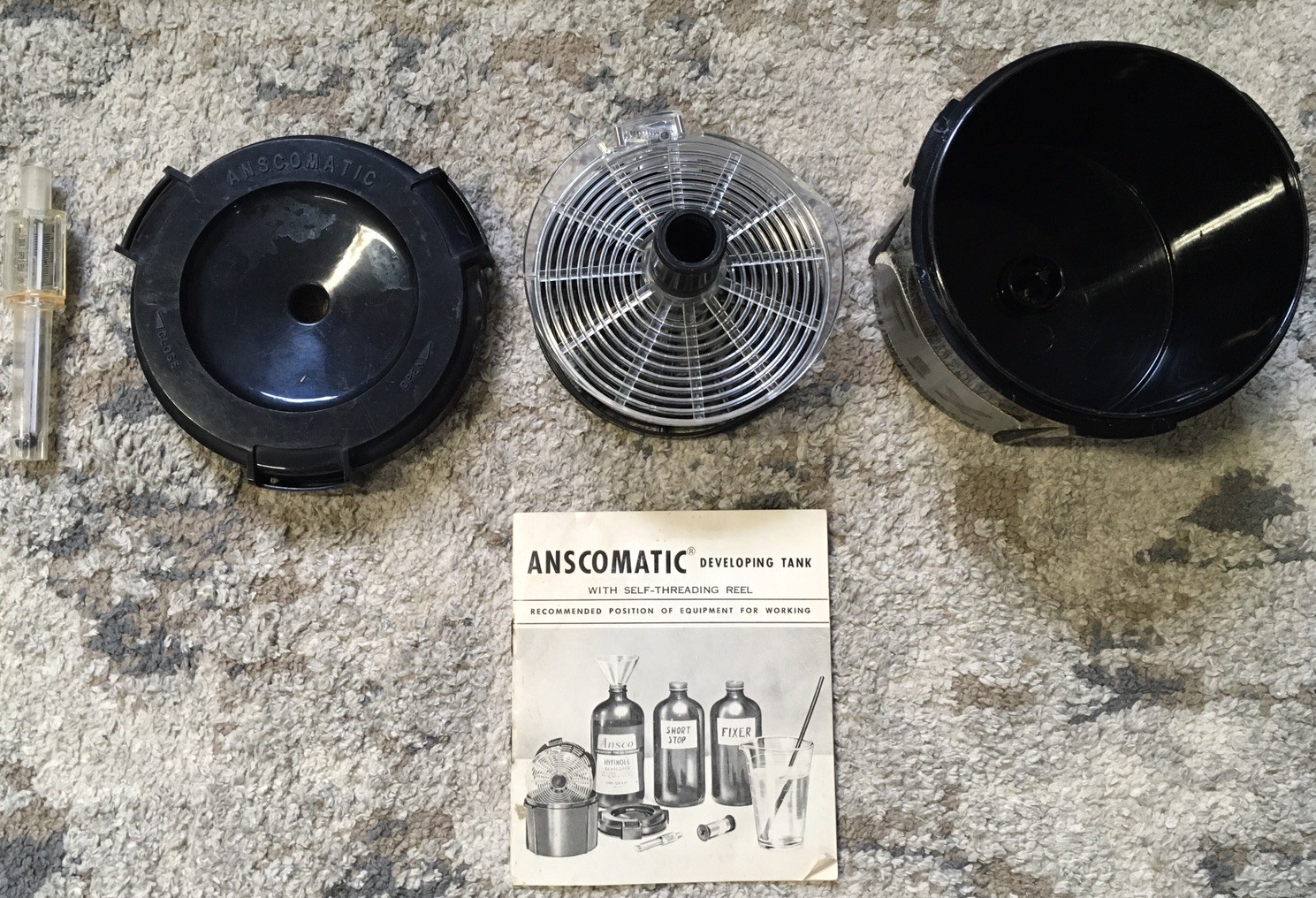 Anscomatic F-698 35mm 120 Film Developing Tank With Adjustable Reel Used