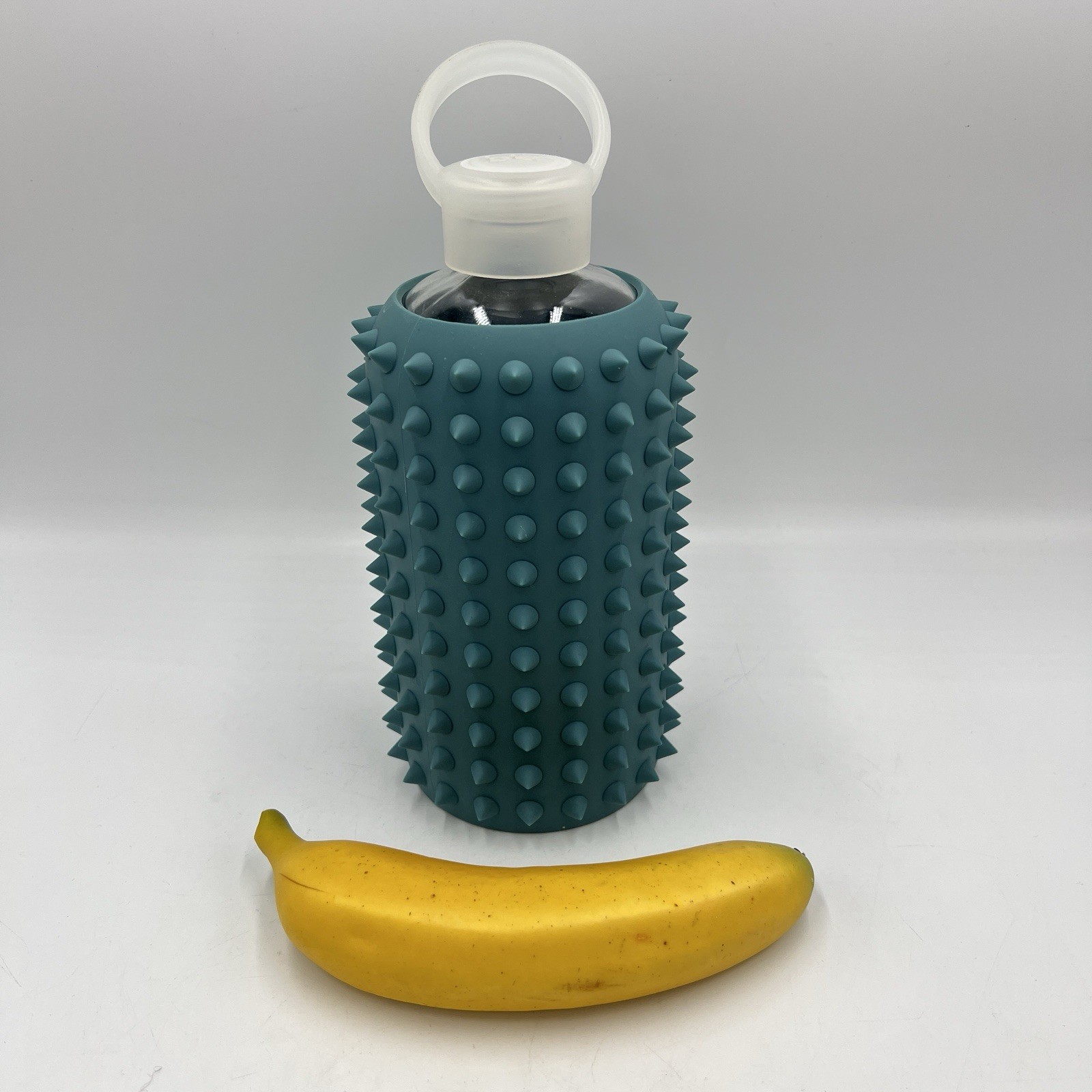 bkr Big 1L 32oz. Glass Water Bottle Juniper Spiked  Silicon Mossy Blue Green