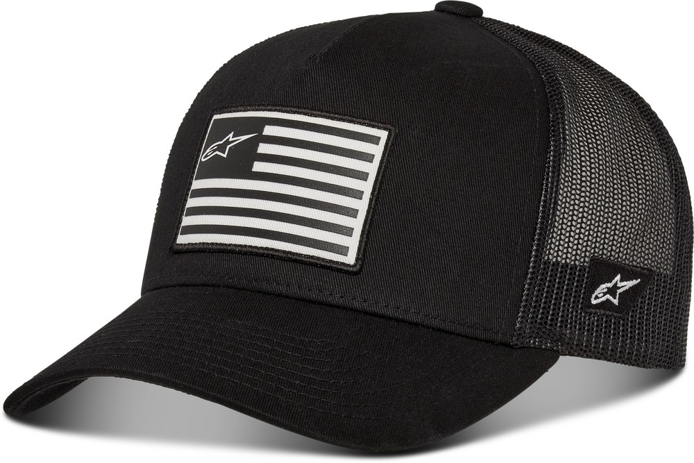 Alpinestars Flag Flat Trucker Hats OSFM Black/Black #1235-81960-1010-O/S