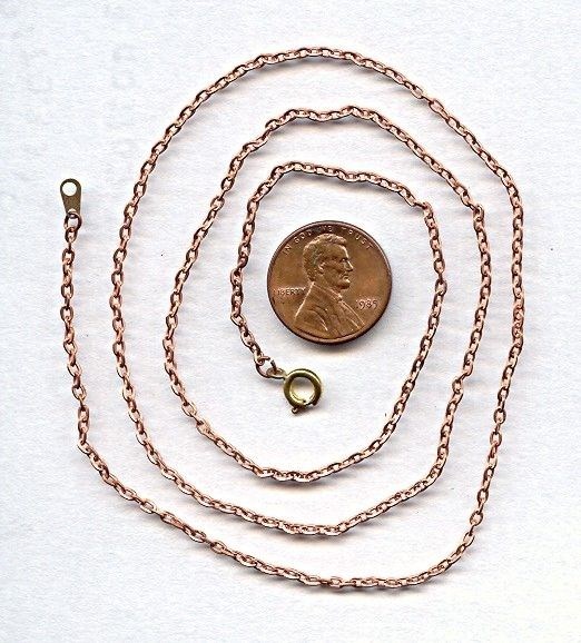 3 PIECES VINTAGE COPPER COATED STEEL 2mm. CABLE 24" CHAIN NECKLACES T66