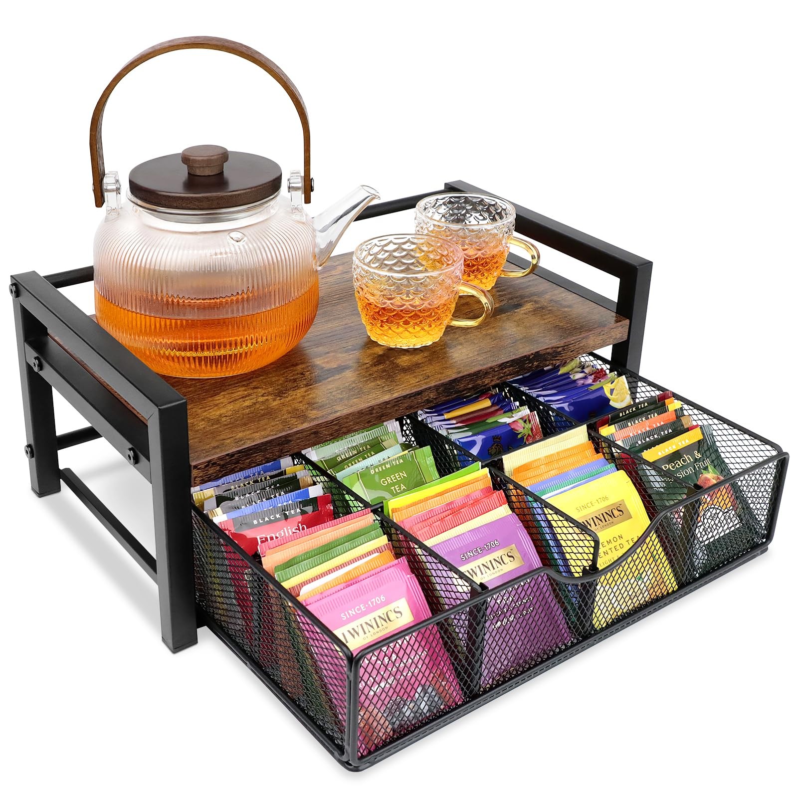 Happilif Tea Bag Organizer, Holder Organizer Regular, Rustic Brown