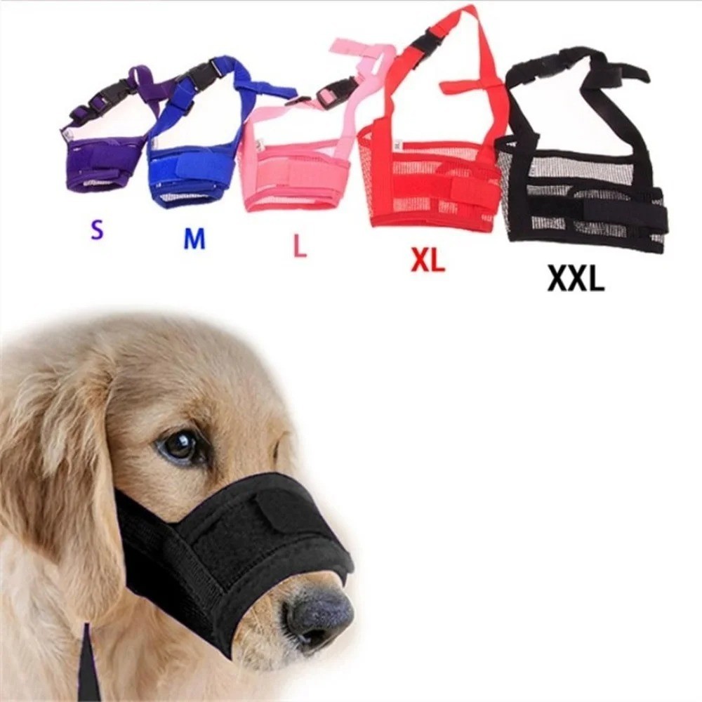 Dog Muzzle for Medium Large Dogs Soft Nylon Muzzle Adjustable Straps