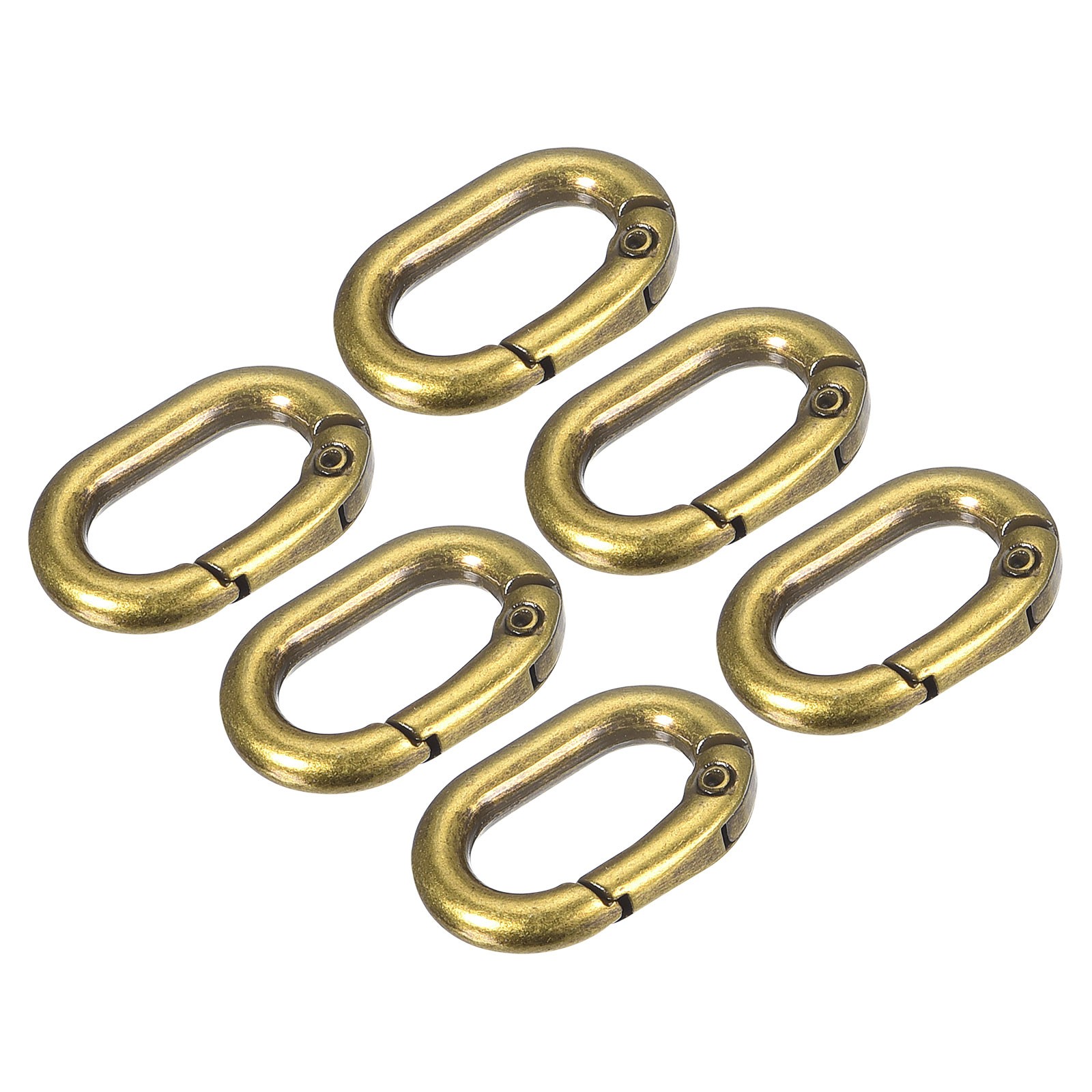 0.83" Spring Oval Ring Snap Clip Trigger for Bag Purse Keychain, 6Pcs Brass
