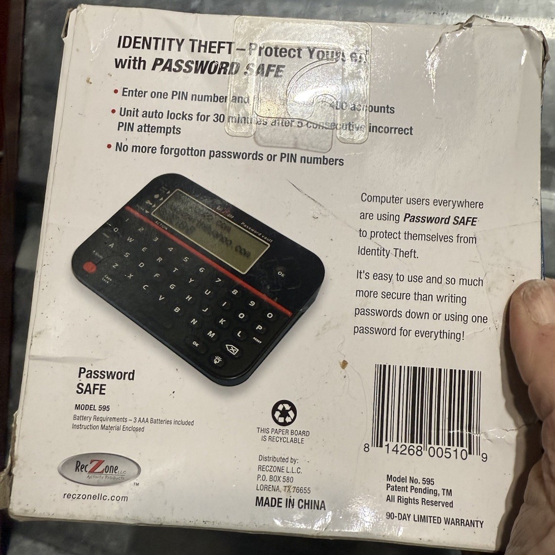 New Password Keeper Safe Vault Password Organizer RecZone Model 595