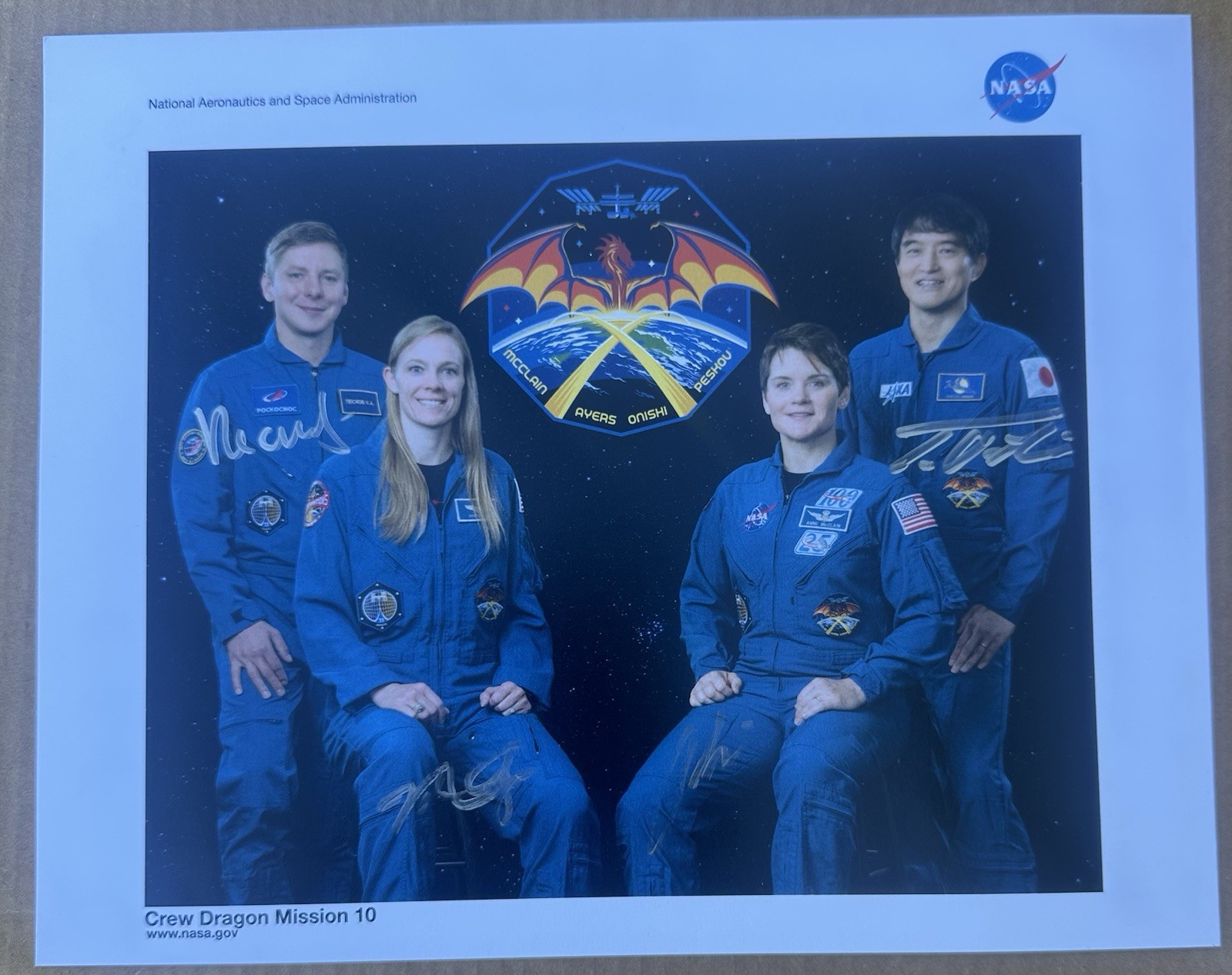 Crew-10(A.McClain,N.Ayer’s,T.Onishi,K.Peskov) hand signed NASA lithograph