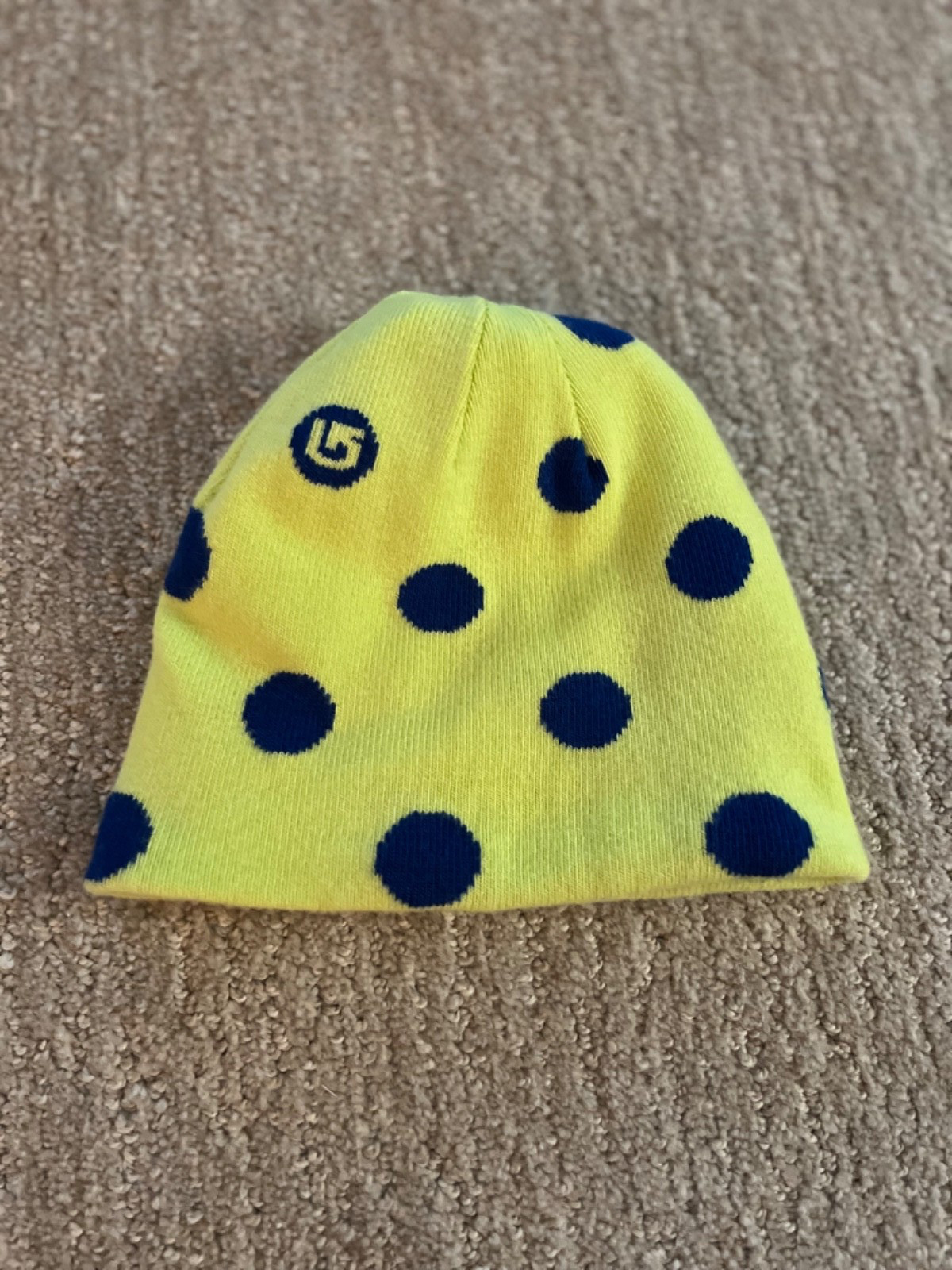 Burton Belle Beanie Reversible Winter Yellow Blue Hat - Polka Dots