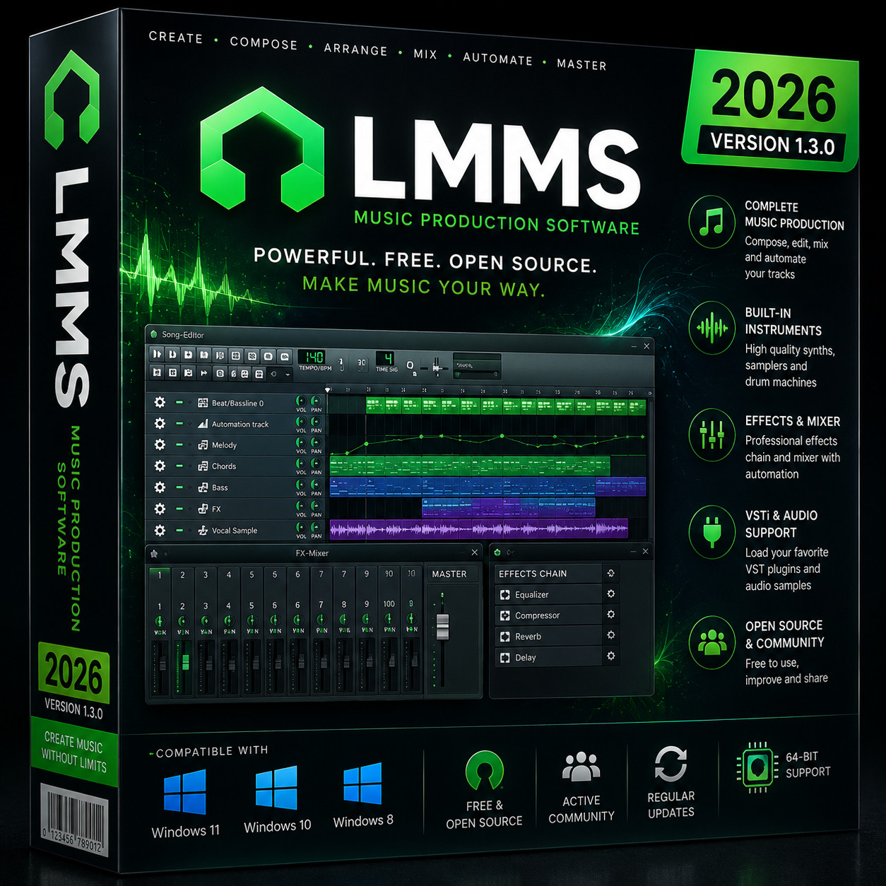 Music Production 2026 Software Beat Maker MultiTrack Audio Editor Mixing DAW  CD