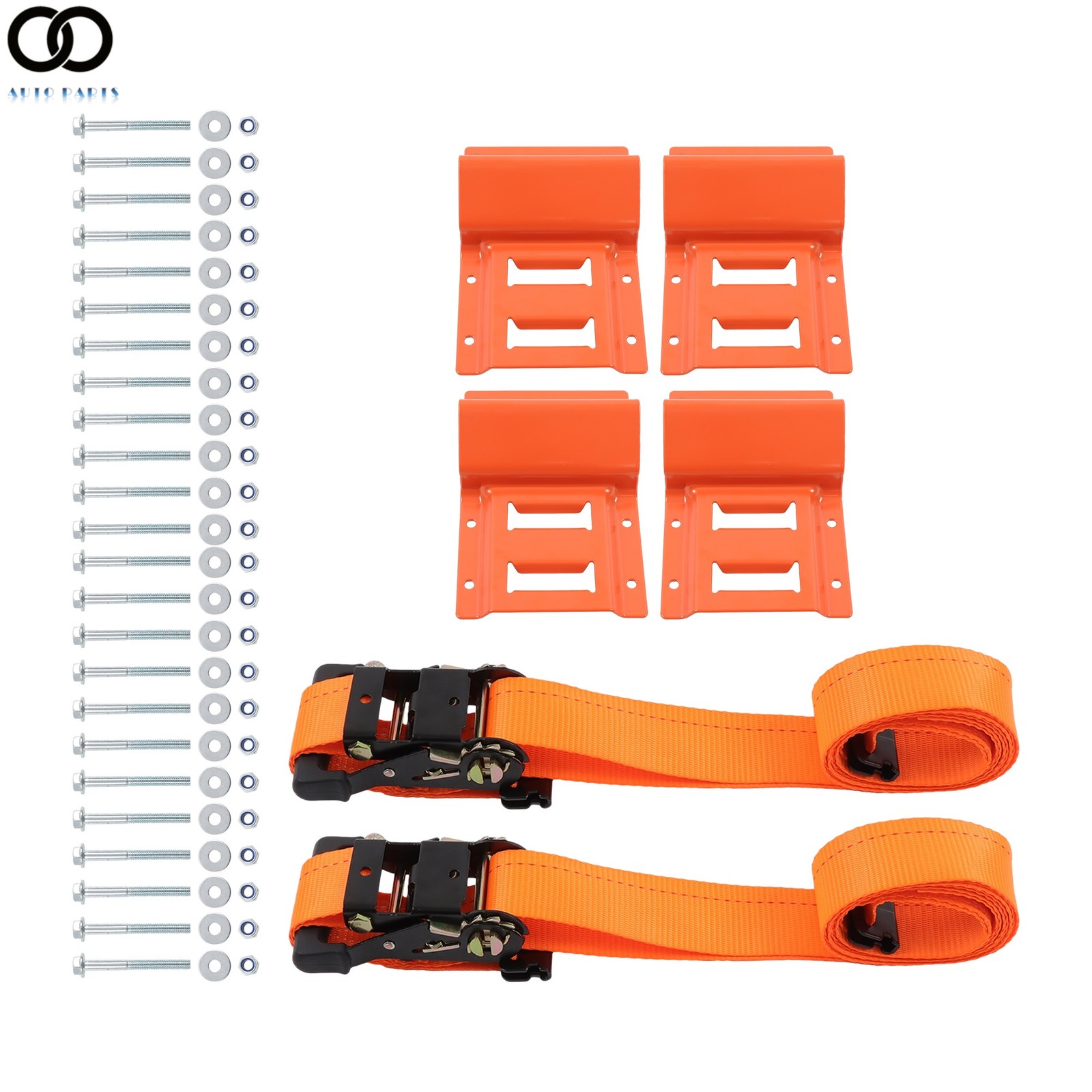 Durable 8' Ratchet Straps Wheel Chock Tie Down Trailer Trap System For ATV UTV