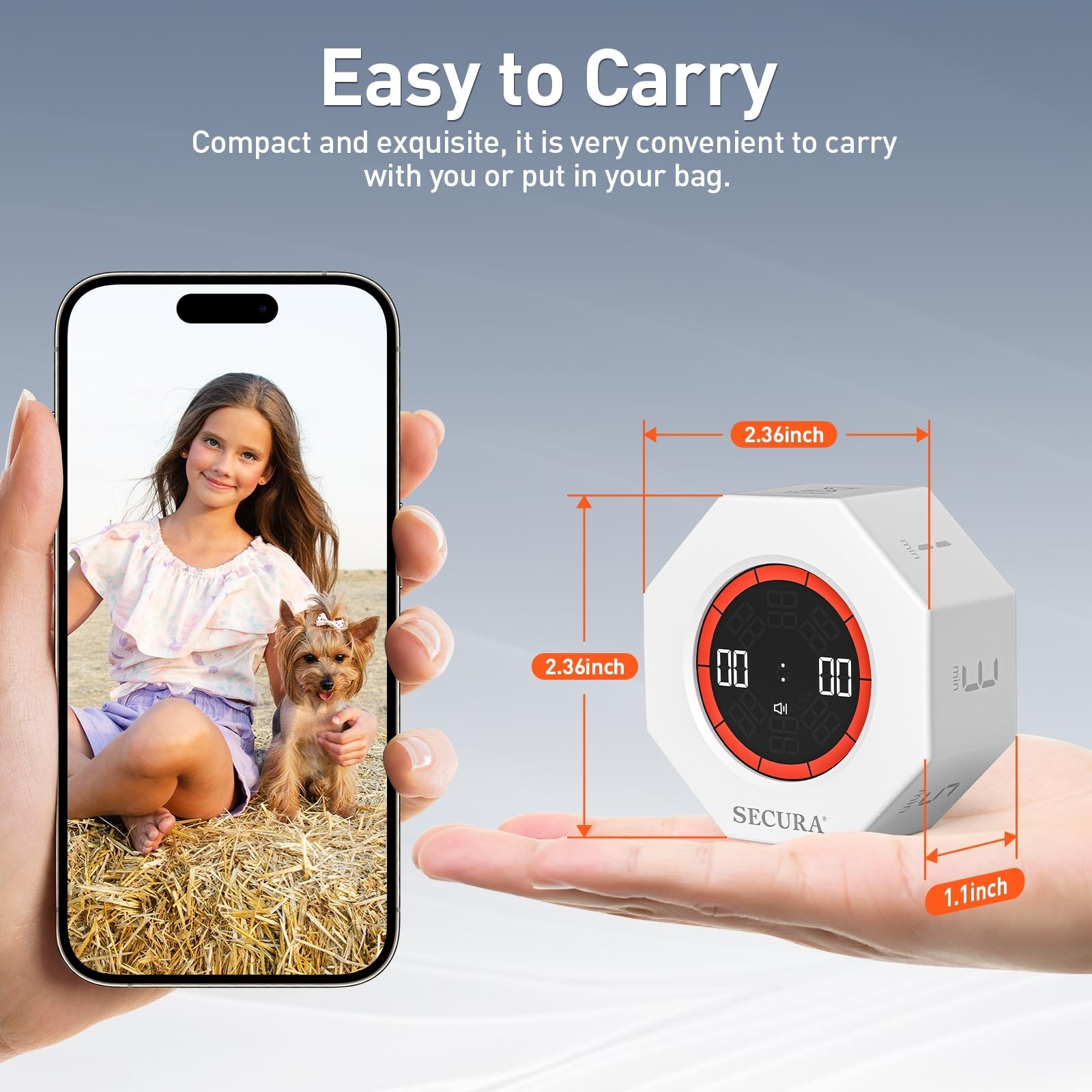 Pomodoro Timer for ADHD & Productivity, Flip Cube with 7 Presets, Visual Countdo