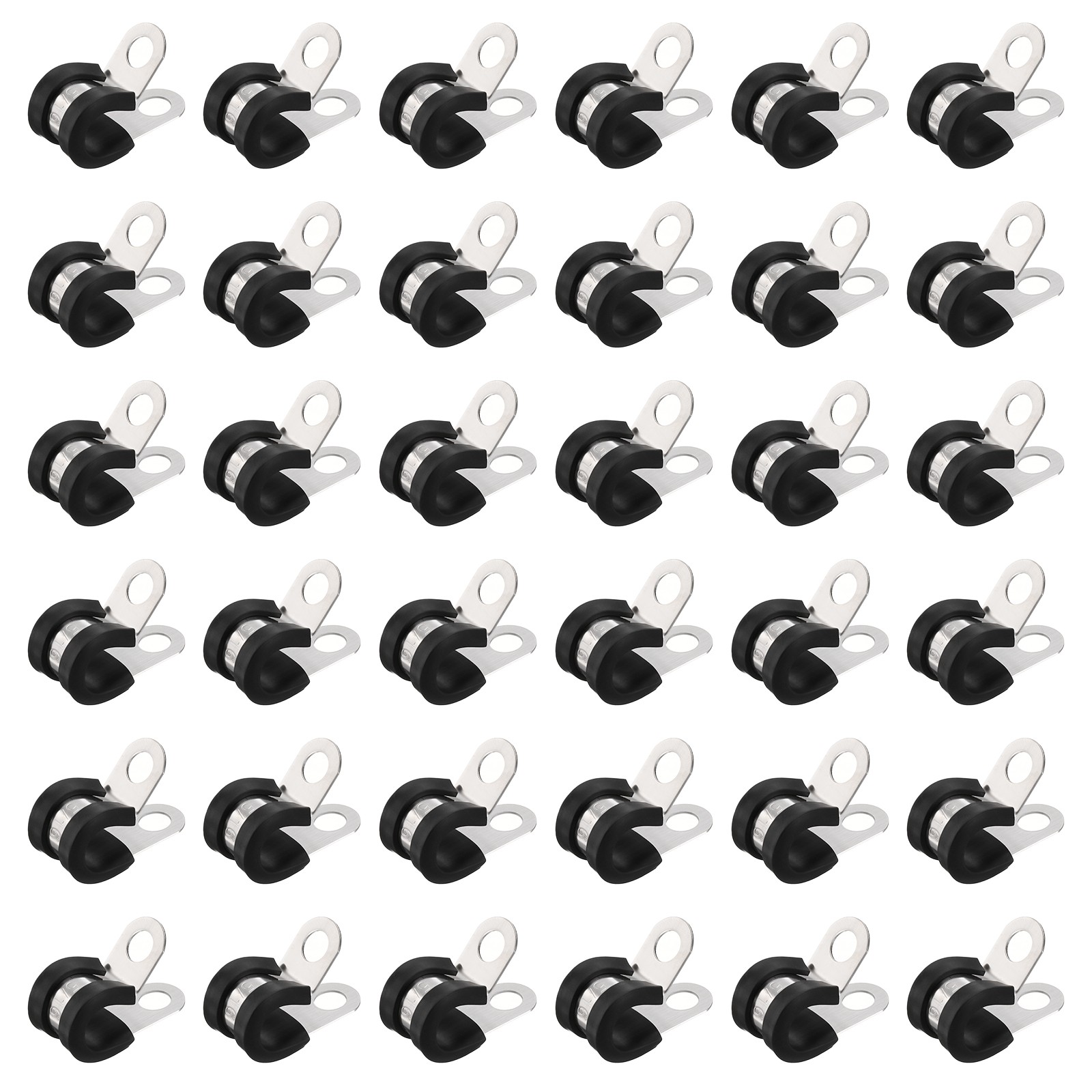 100pcs Stainless Steel Cable Clamps 5/16 Inch Rubber Cushioned Insulated Clamp