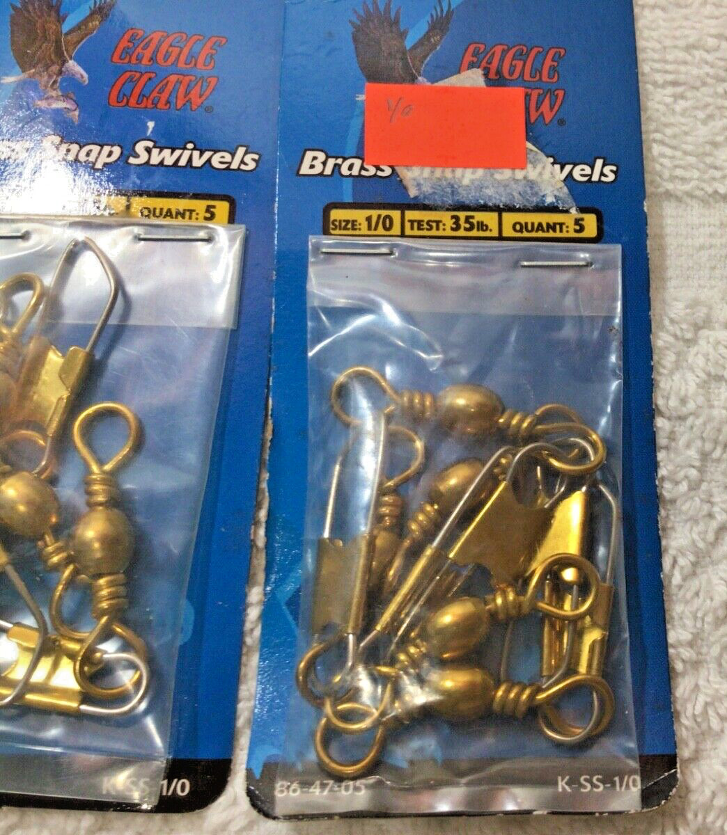 3 pkg w/ 6 ea pkg total 18 Eagle Claw BRASS Snap Swivels - Size 1 K-SS-1/0