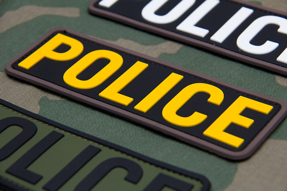 Milspec Monkey MSM Morale Patch - POLICE - 6 " x 2 " - Small Size PVC - MULTICAM