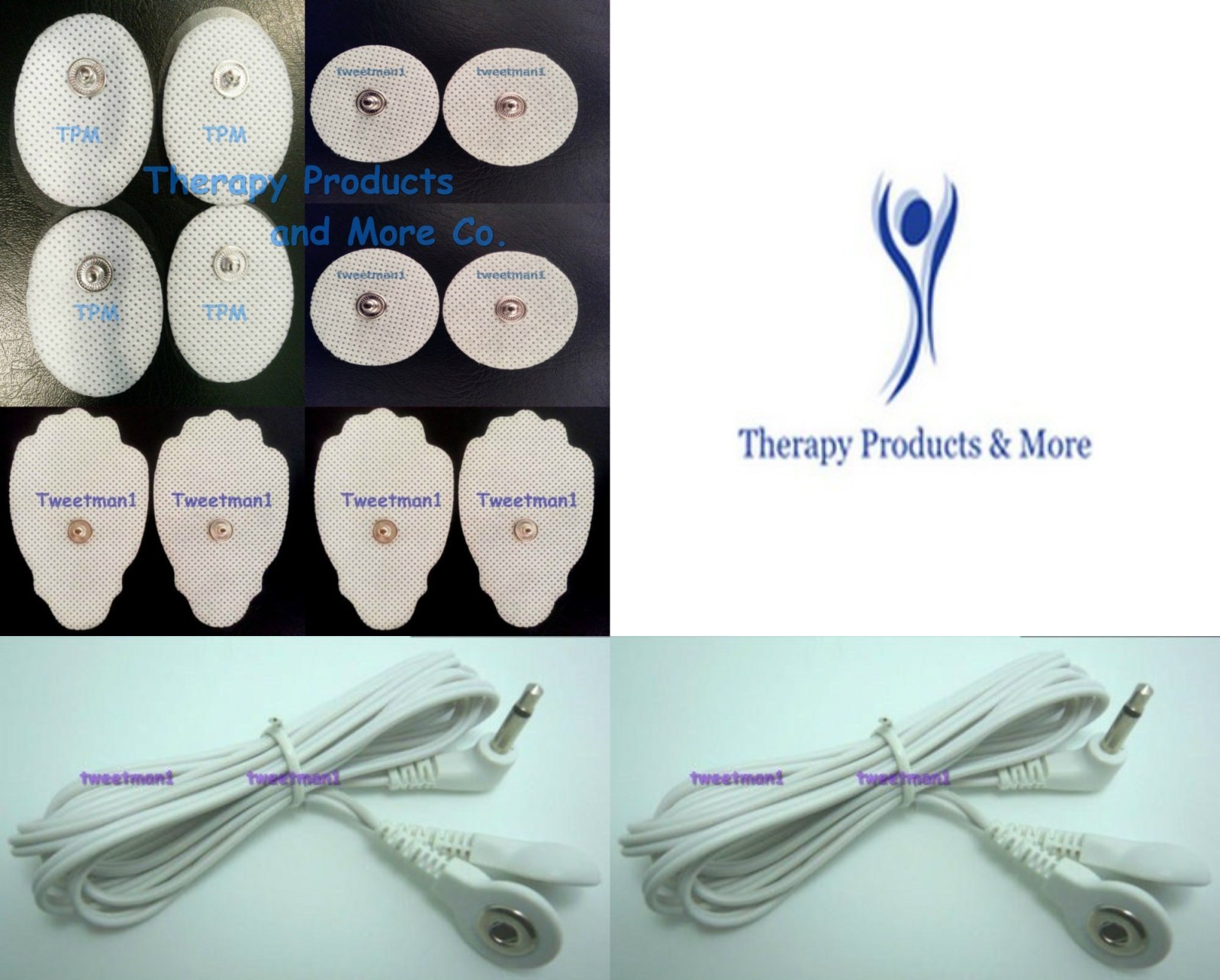 2 ELECTRODE LEAD CABLE(3.5mm Plug)+4LG+4SM OVAL+4SM PADS FOR DIGITAL MASSAGER