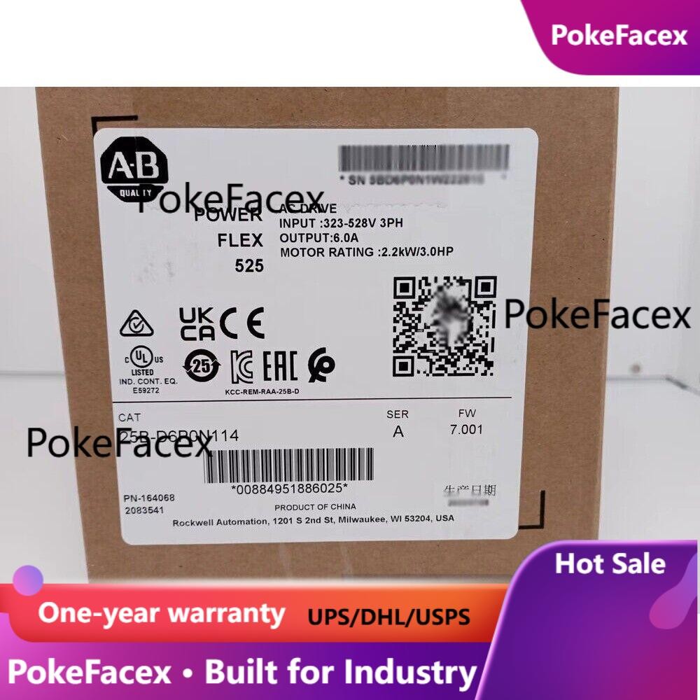 New Factory Sealed AB25B-D6P0N114 PowerFlex 525 AC Drive 25BD6P0N114 USA！