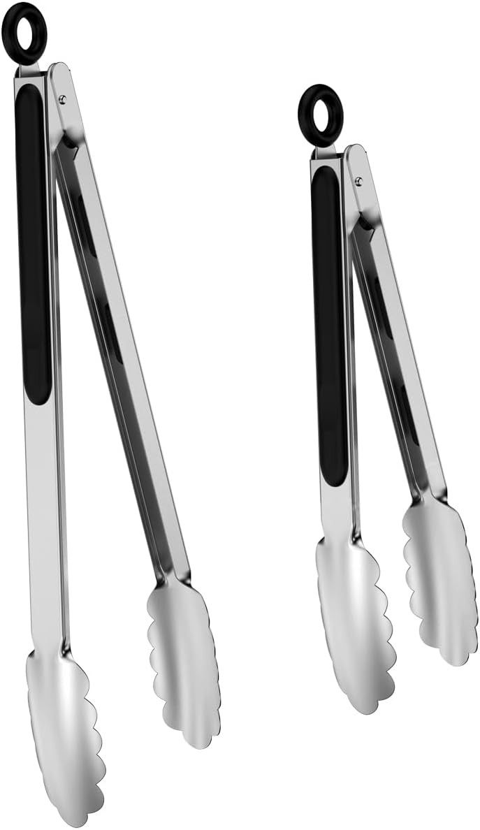 inch and 12-inch Stainl Steel Kitchen Tongs with Loing, Metal Cooking