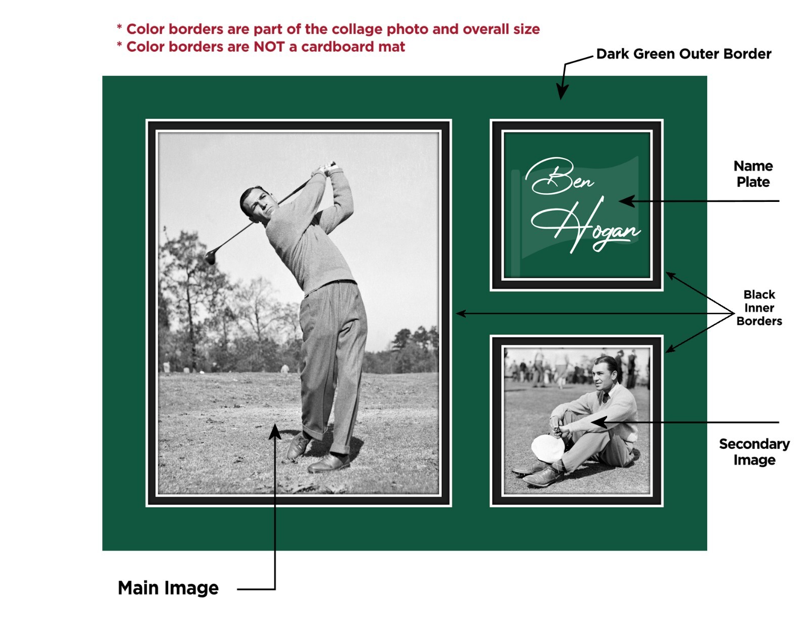 Framed BEN HOGAN Collage Photo Picture GOLF GOLFER GOLFING - 8x10 or 11x14 (B2)