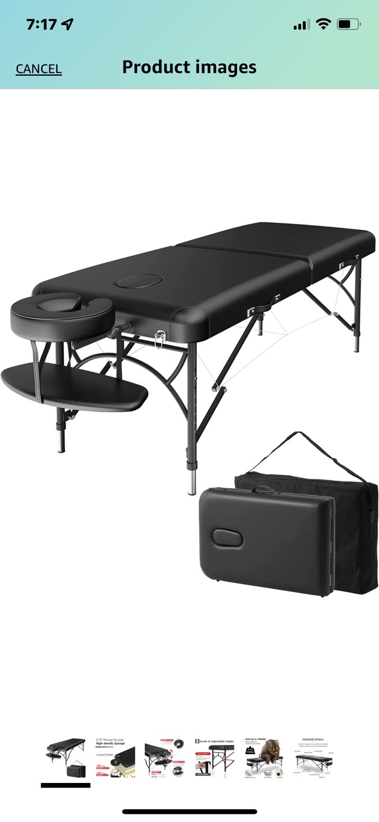 Clorox 84” Pro Massage Tattoo Table Lightweight Carry Bag Foldable Adjustable