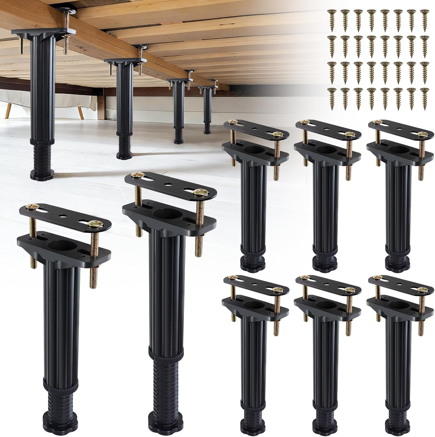 8PK Adjustable Bed Support Legs 7.8"-13" Heavy Duty Bed Frame Slat Support Leg