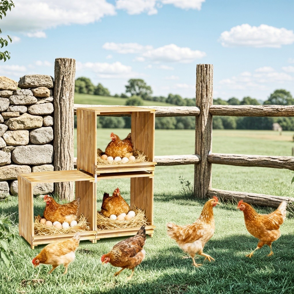 Stackable Chicken Hen Coop Hutch 3 Holes Nesting Box DIY Lay Egg Poultry Boxes