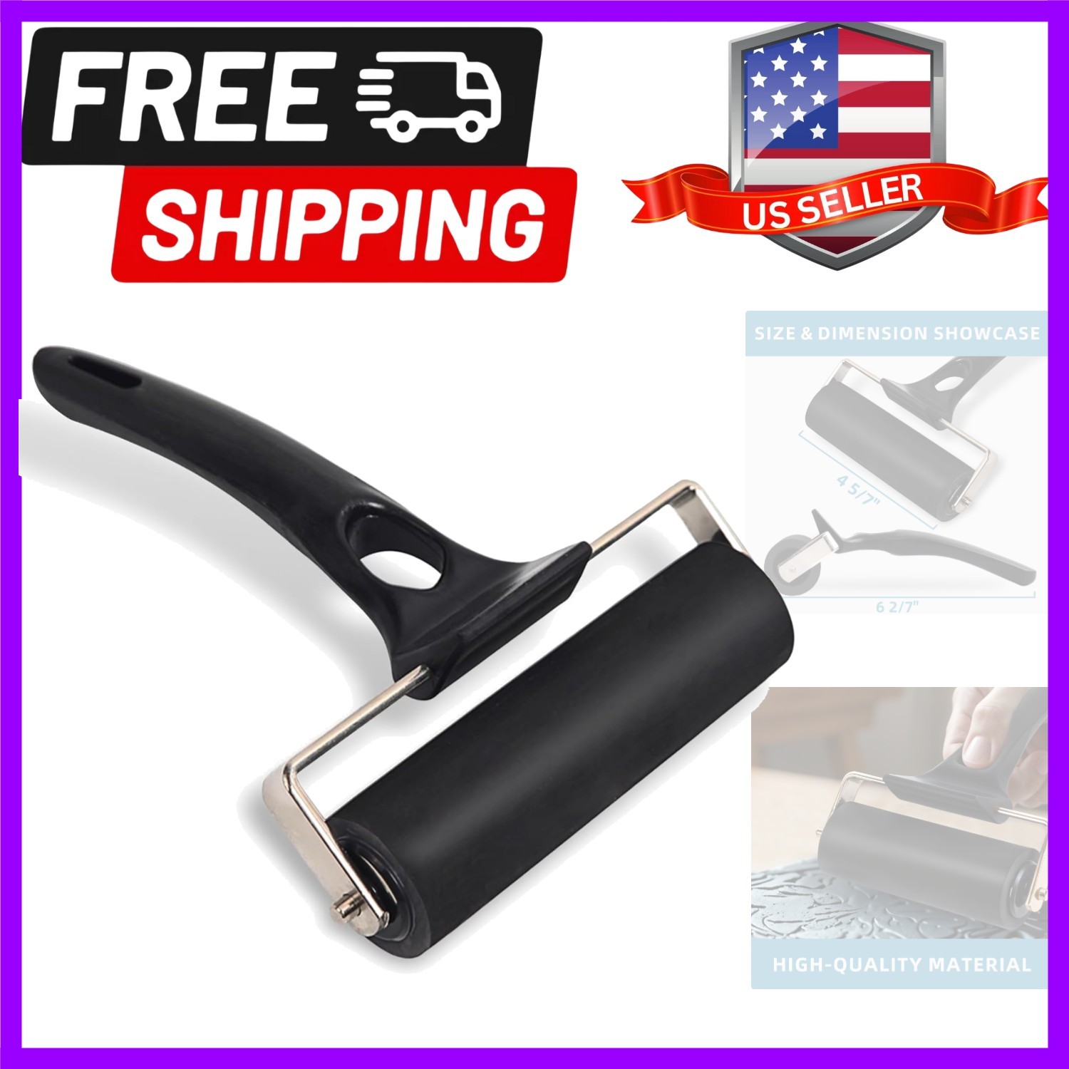 Rubber Roller Brayer for Crafting - Ink Roller Tool for Printmaking, Glue, Bl...