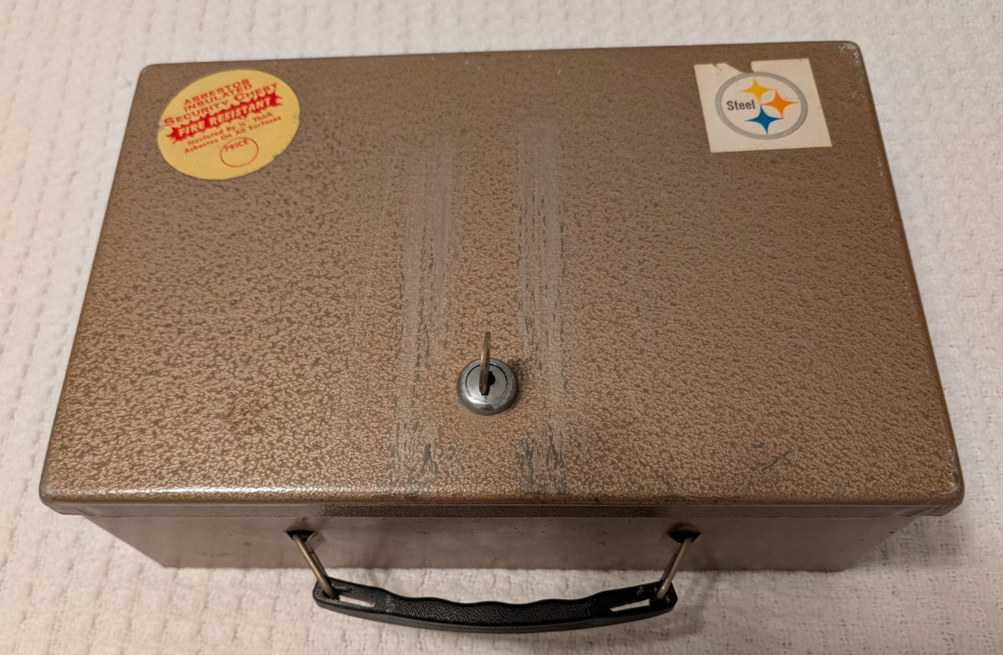 VTG Rockaway Metal Corp Steel Fire Resistant Secure Lock Box w/ Key 13x8.5x4.5"