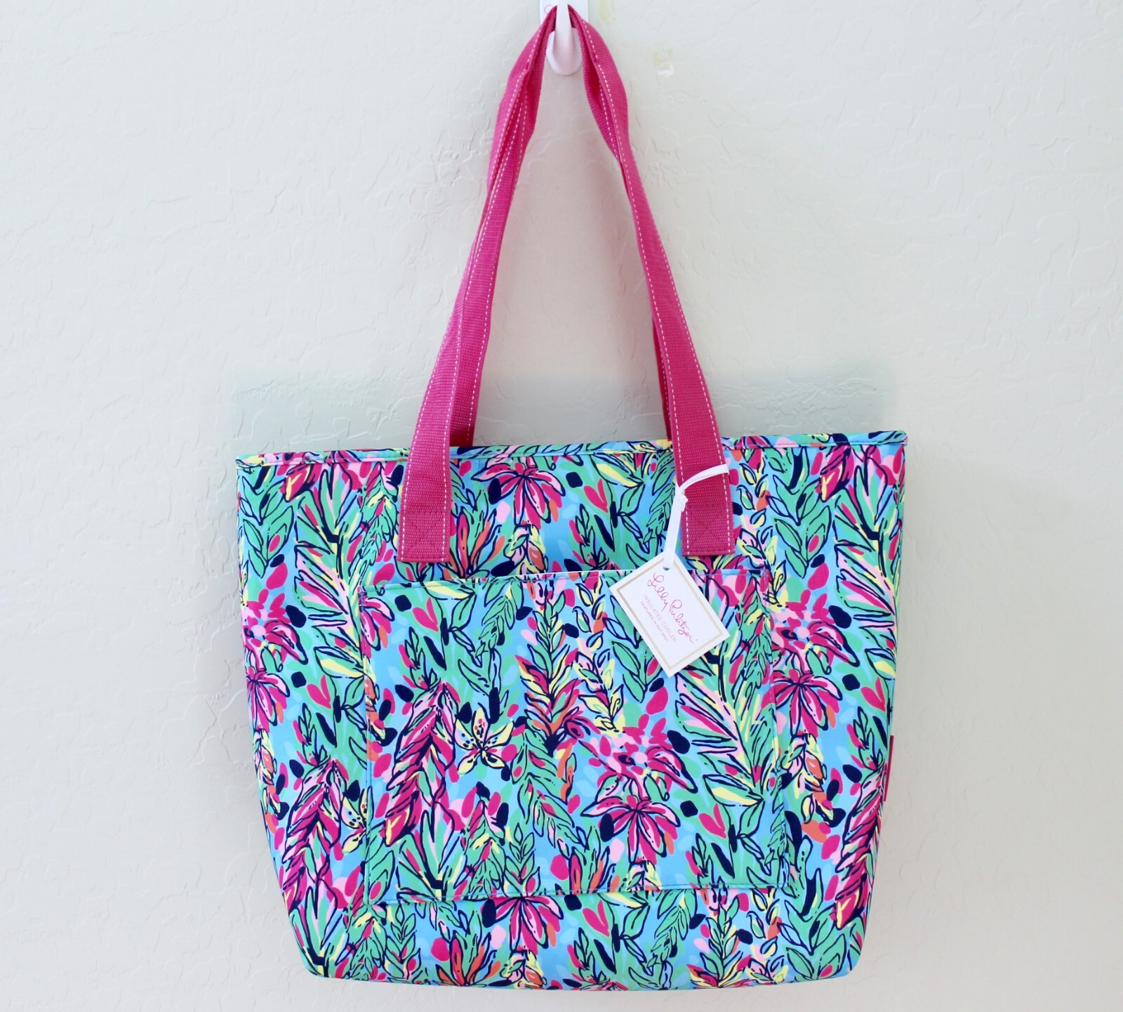 Lilly Pulitzer Hot Spot Blue Pink Green Soft Insulated Beach Cooler Tote Bag NEW