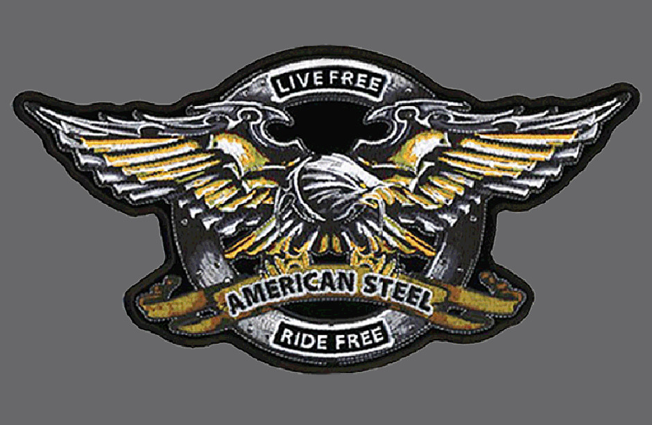 IRON EAGLE LIVE FREE EMBROIDERED 11 INCH BIKER BACK PATCH