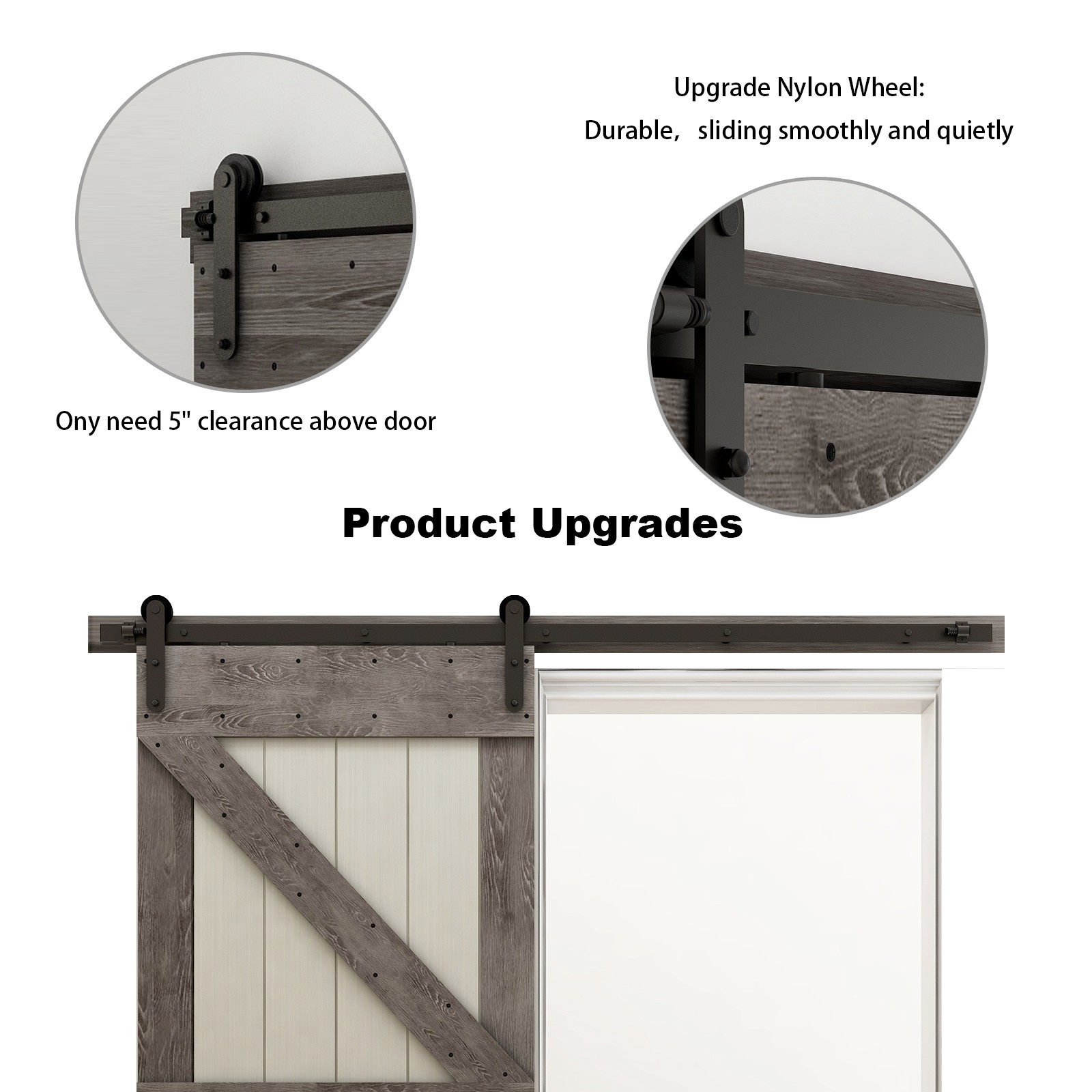 4-16FT Sliding Barn Door Hardware Kit Track Roller Kit Double Door (L Shape)