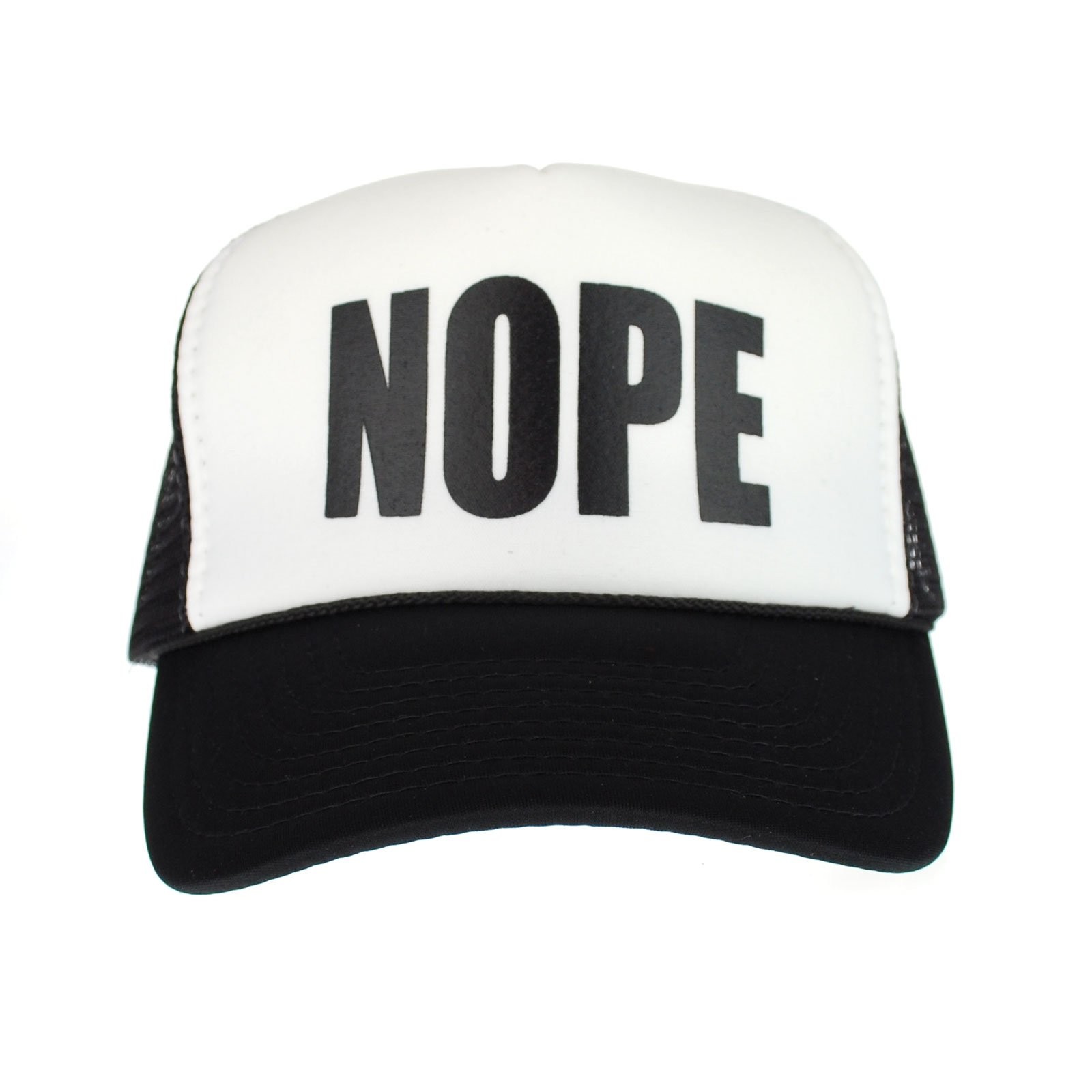 Mens Nope Ironic Funny Slogan Hipster Snap Back Cap One Size, Black / White