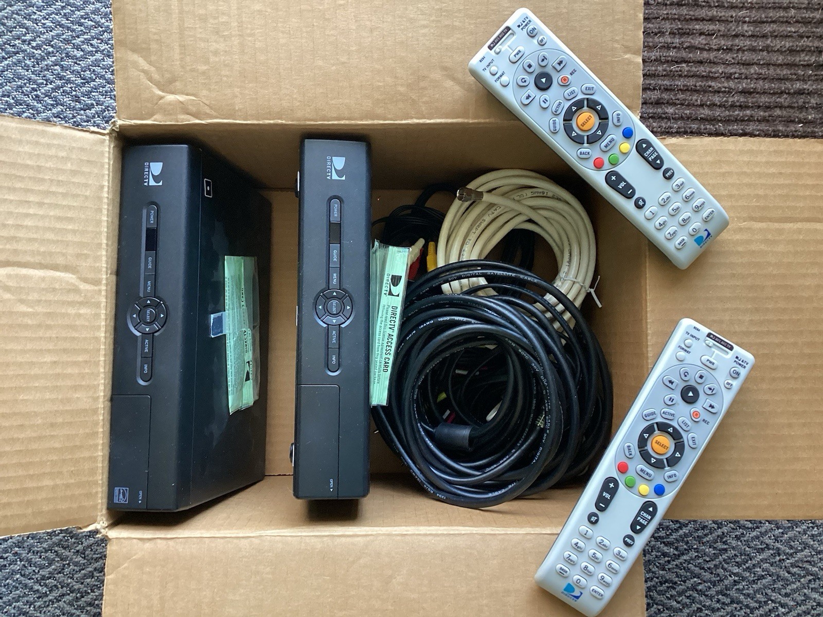 Direct TV Model D12-500 Satellite Receivers with Remotes and Cables LOT