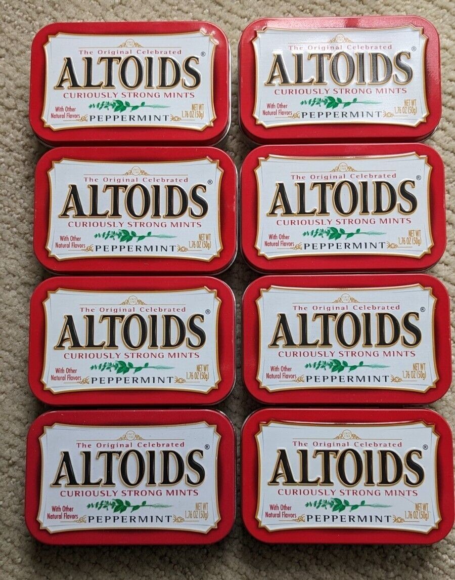 ALTOIDS Peppermint Tins, Lot of 8, Empty, Great for Storage, Sewing, Tackle; etc