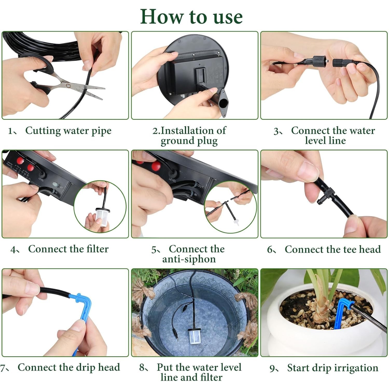 50FT Solar Irrigation System Integrated Irrigation Controller for Garden Balcony