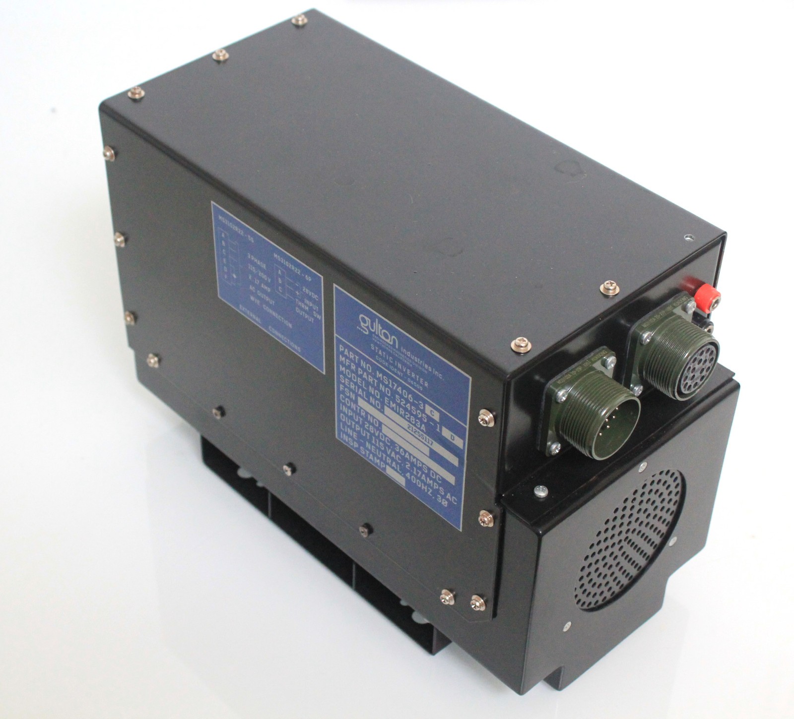 Gulton EMIR283A MS17406-3C Static Inverter 28VDC to 115VAC 400Hz 3-Phase NOSS