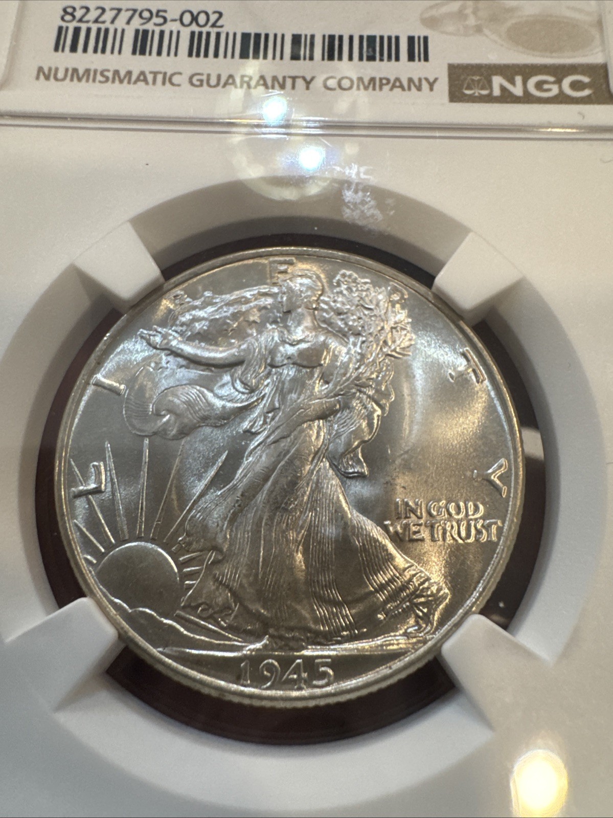 1945 50c Silver Walking Liberty Half Dollar NGC Ms66