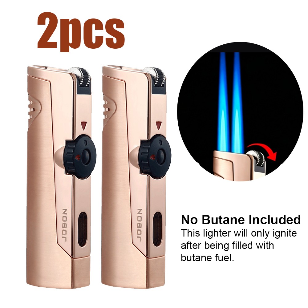 2PCS Double Flame Lighter, Windproof Lighter,Straight Lighter,Outdoor Camping