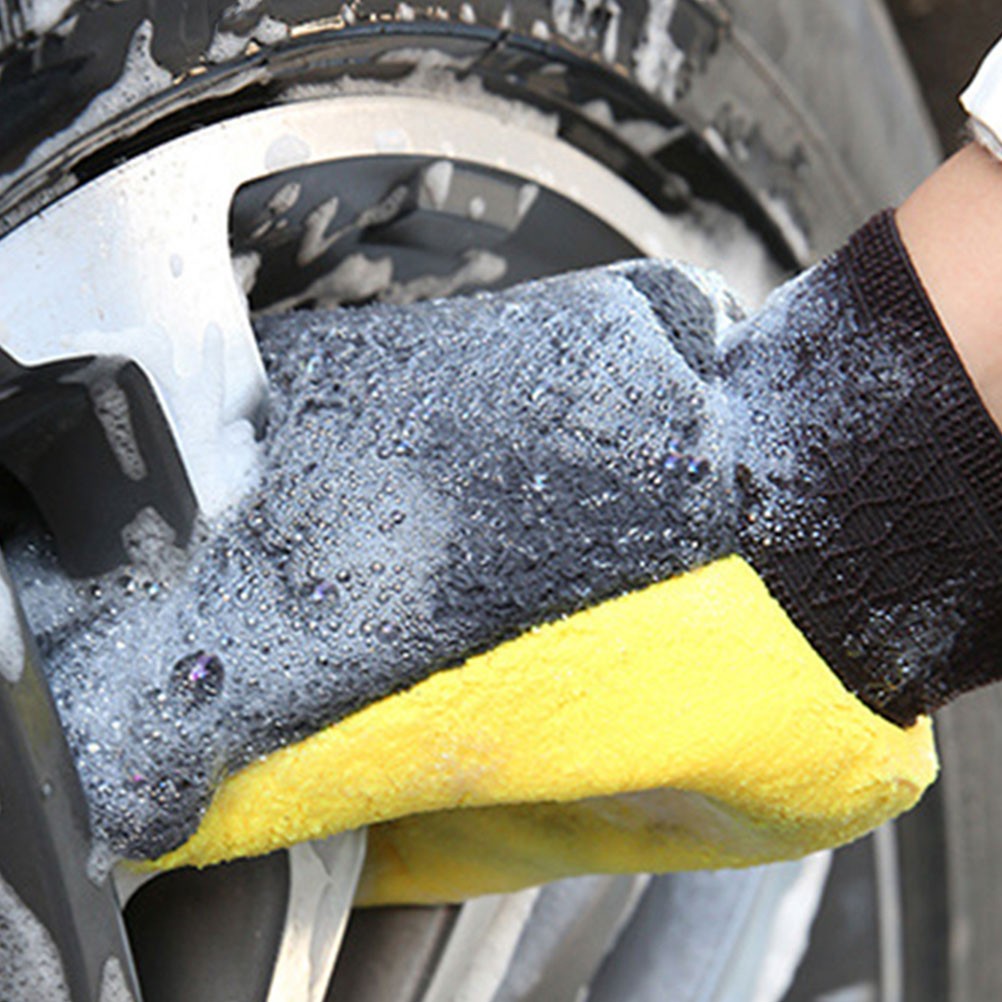 2Pcs Car Cleaning Hand Mitt Durable Coral Fleece Wash Gloves
