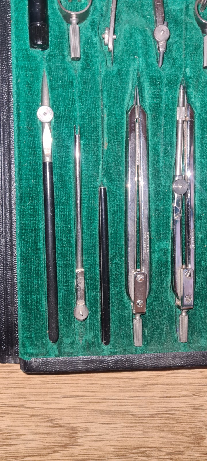 Germany Proebster Alfa A20 Drafting Drawing Tools Set Compass Draughtman 1950s