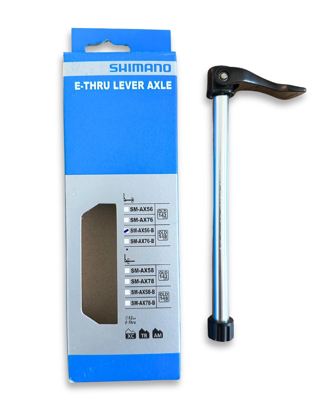 Shimano SM-AX56-B 12×148 mm Rear Thru-Axle, 177 mm, M12 × 1.5, Hollow QR