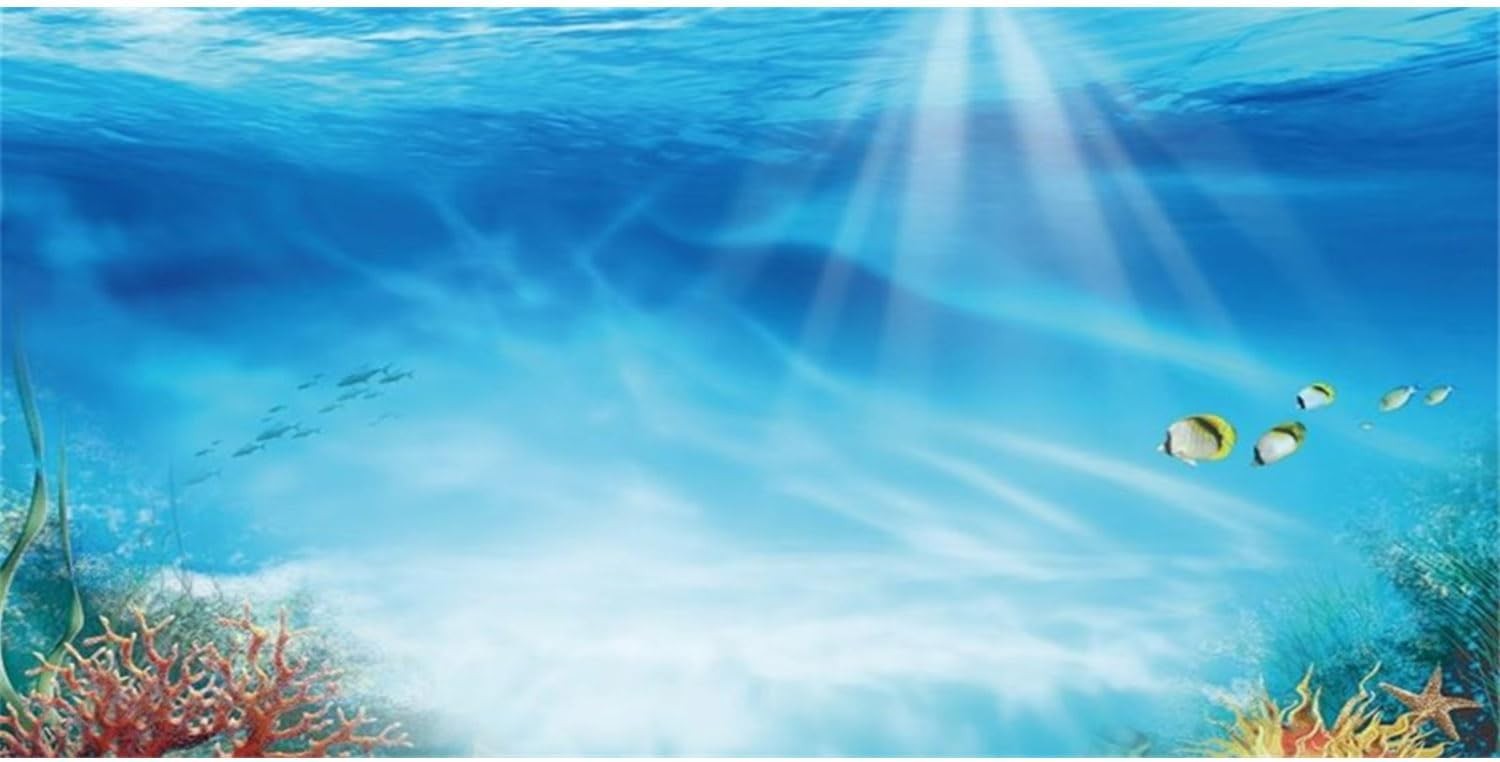 AWERT Undersea Theme Aquarium Background Colorful Coral 36x18in/90x45cm