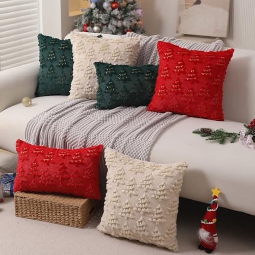 Christmas Pillow Covers 18x18 inch Set of 2 Soft 18" x 18" (Pack of 2) Beige