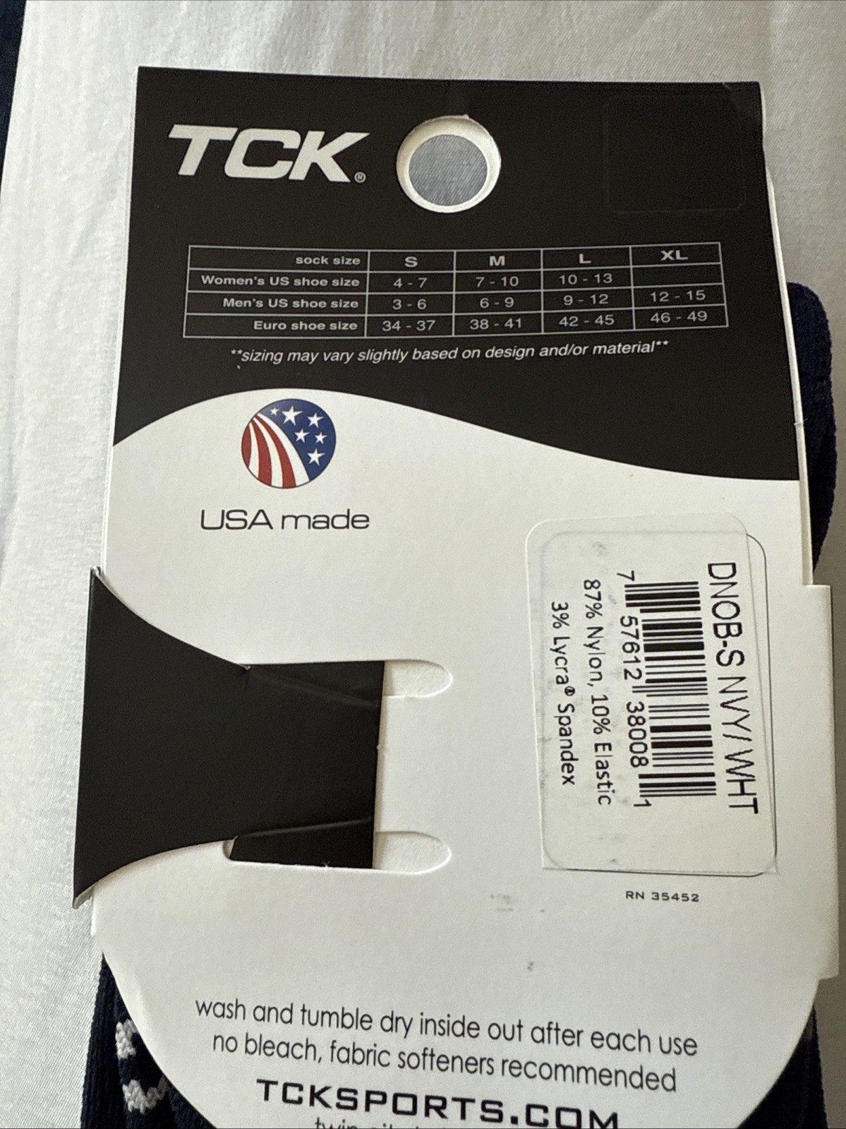 TCK Performance Sock - Blue With White Stripe - Size Small