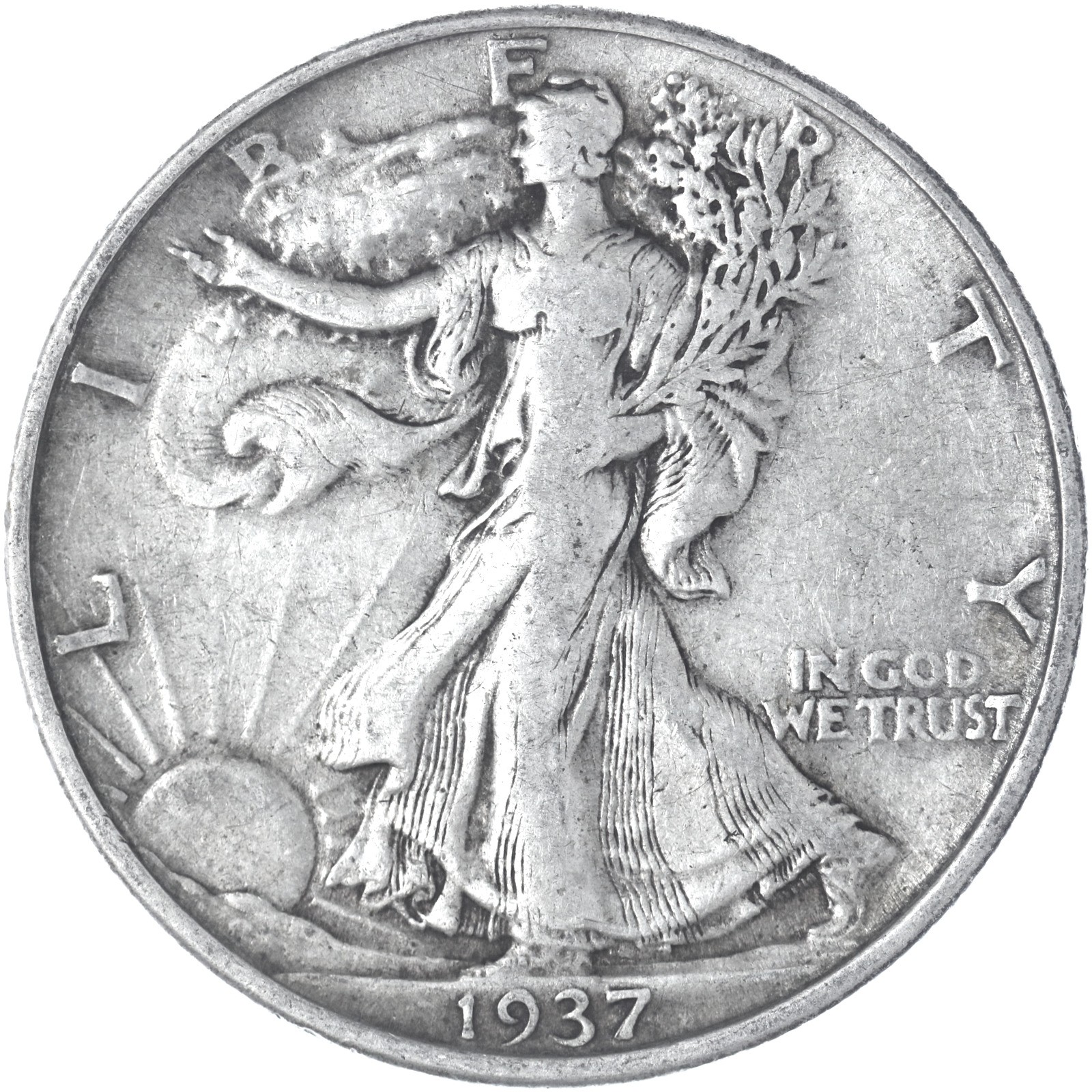 1937 (P) Walking Liberty Half Dollar Very Fine 90% Silver