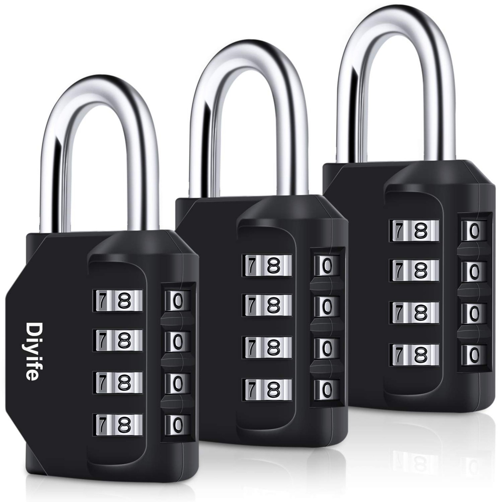 3 Pack Combination Padlock Outdoor, Diyife 4 Digit Combination Lock Waterproof,