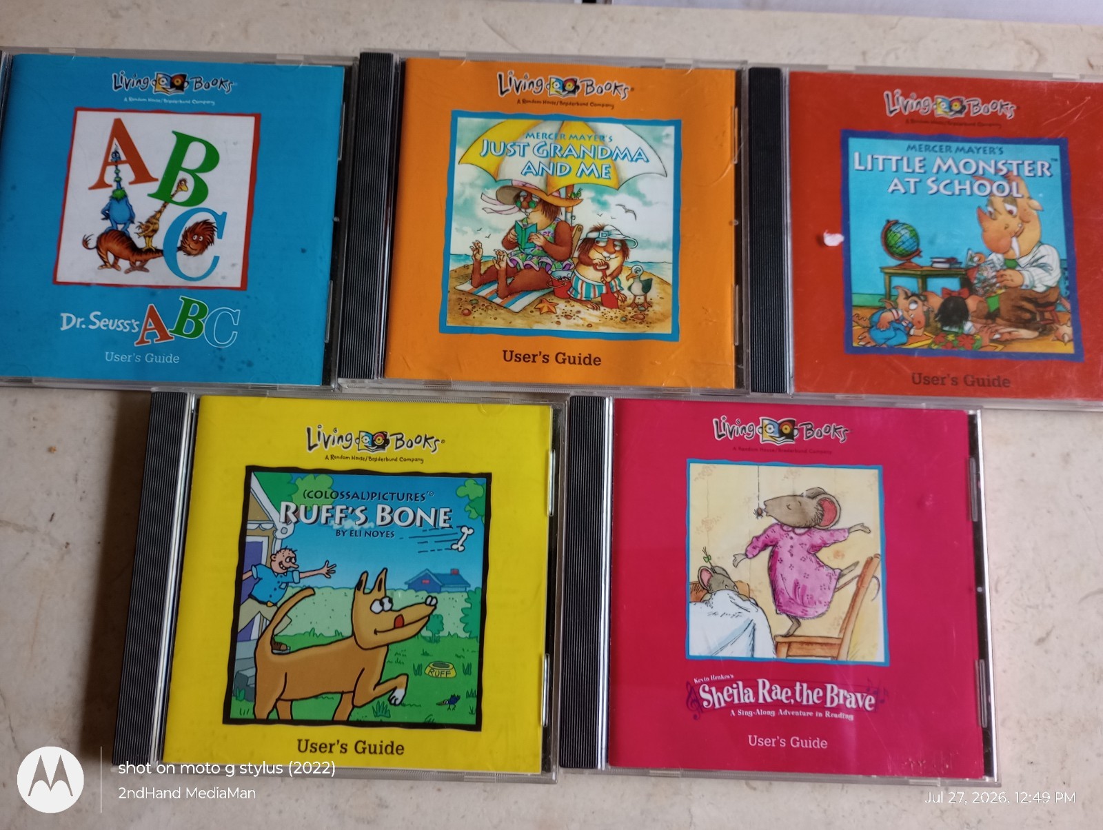 LIVING BOOKS SHEILA RAE BRAVE RUFFS BONE JUST GRANDMA & ME SEUSS ABC 5 PC CD LOT