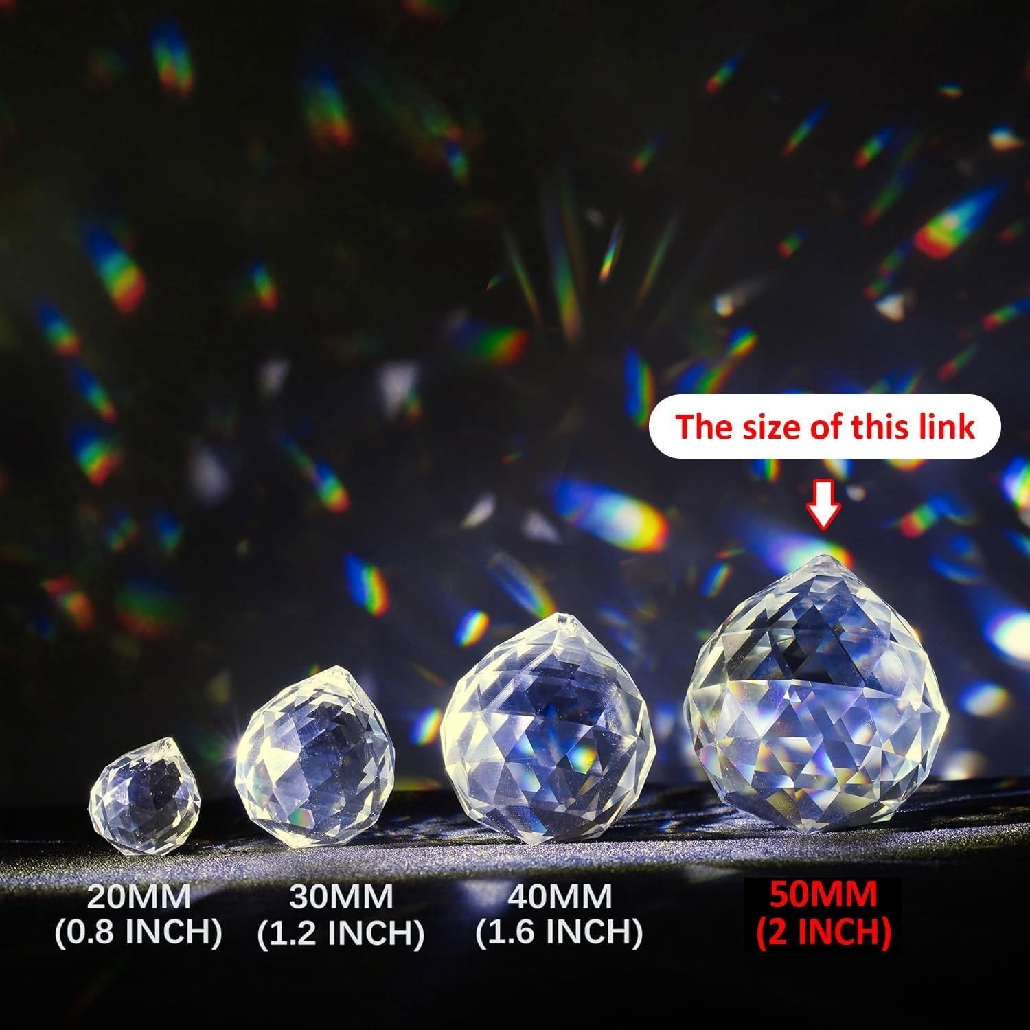 Spherical 50mm Clear Glass Crystal Prism - Perfect Gift and Home Decor Accent