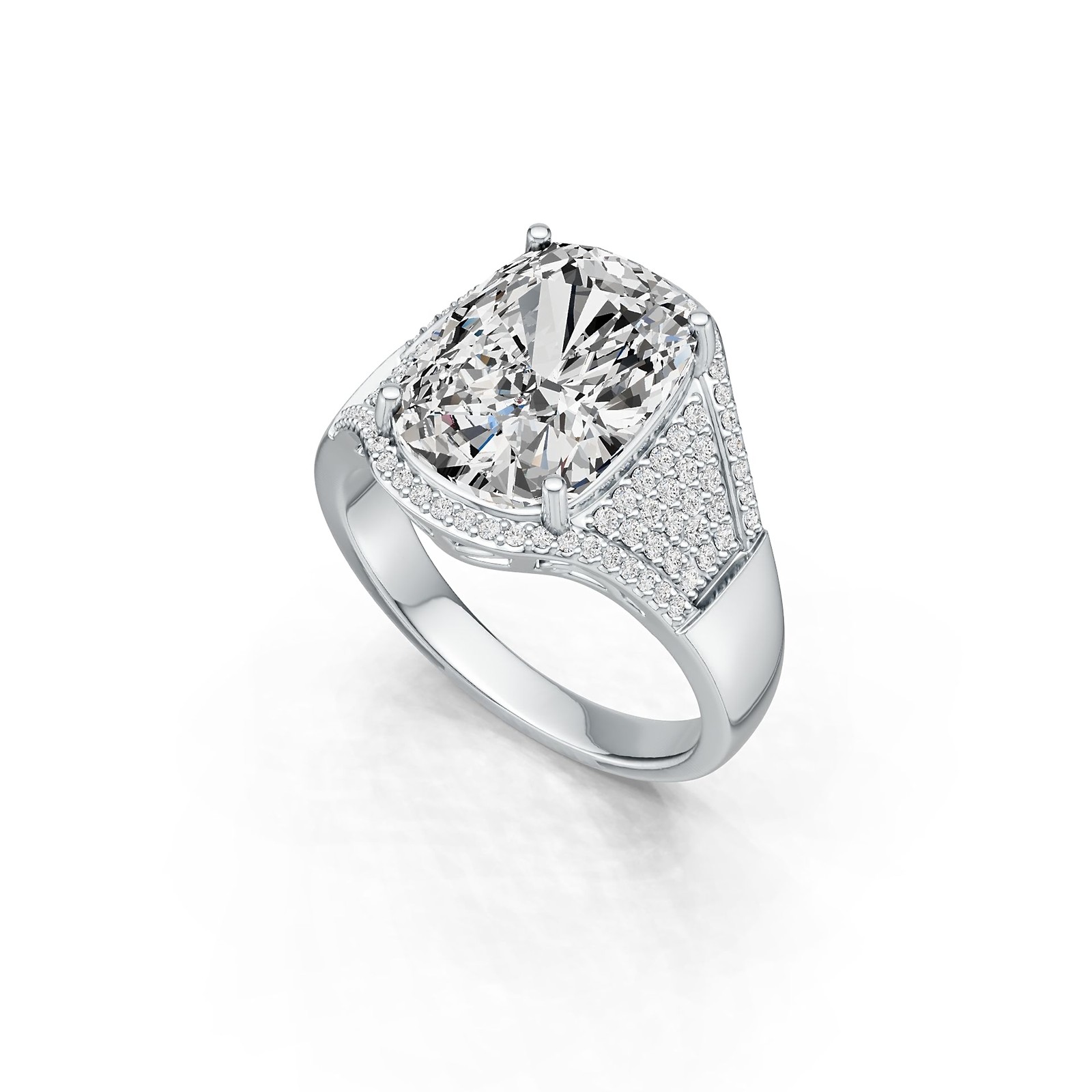 Sterling Silver Semi Mount Ring Setting Cushion CU 14X10mm