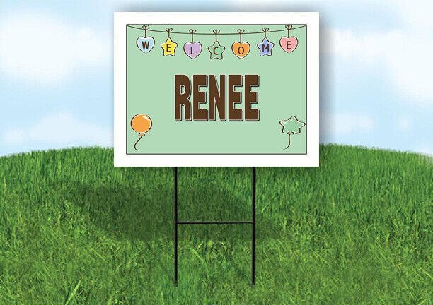 RENEE WELCOME BABY GREEN  18 in x 24 in Yard Sign Road Sign with Stand